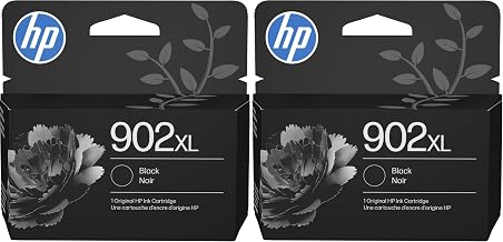 HP 902XL Black High-Yield Ink Cartridge Printers | Works with Printer Series: OfficeJet 6954, 6958, 6962, OfficeJet Pro 6968, 6975, 6978 | Eligible for Instant Ink | T6M14AN (Pack of 2)