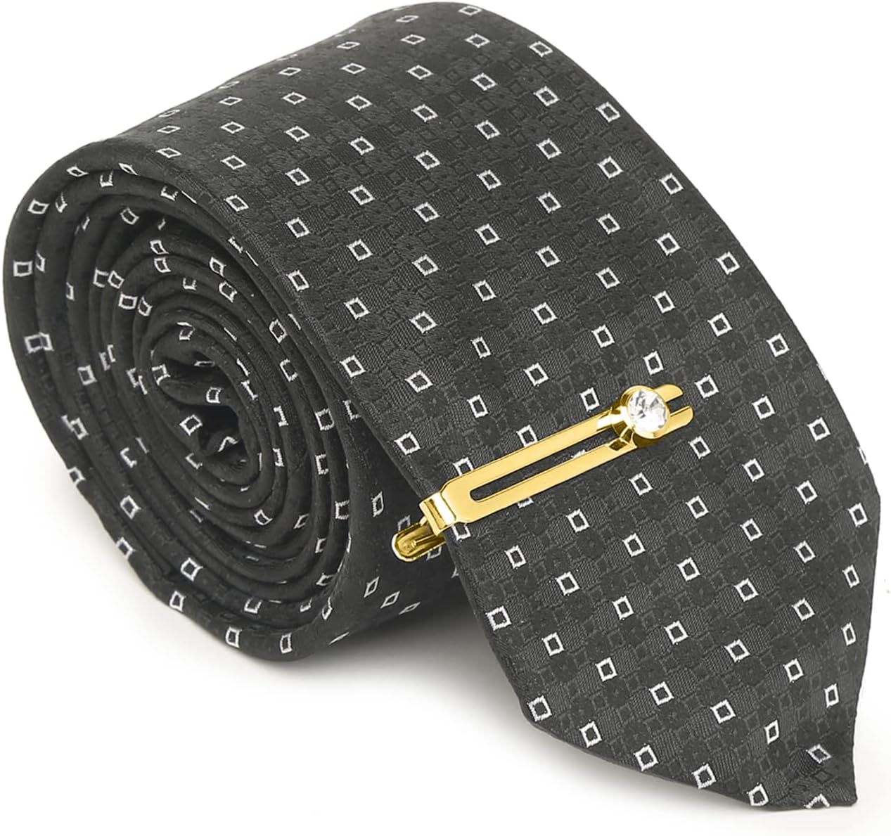 MUTAQINOTIMens Woven Premium Silk Necktie With Pocket Square and Golden Tie Pin (TEGP)