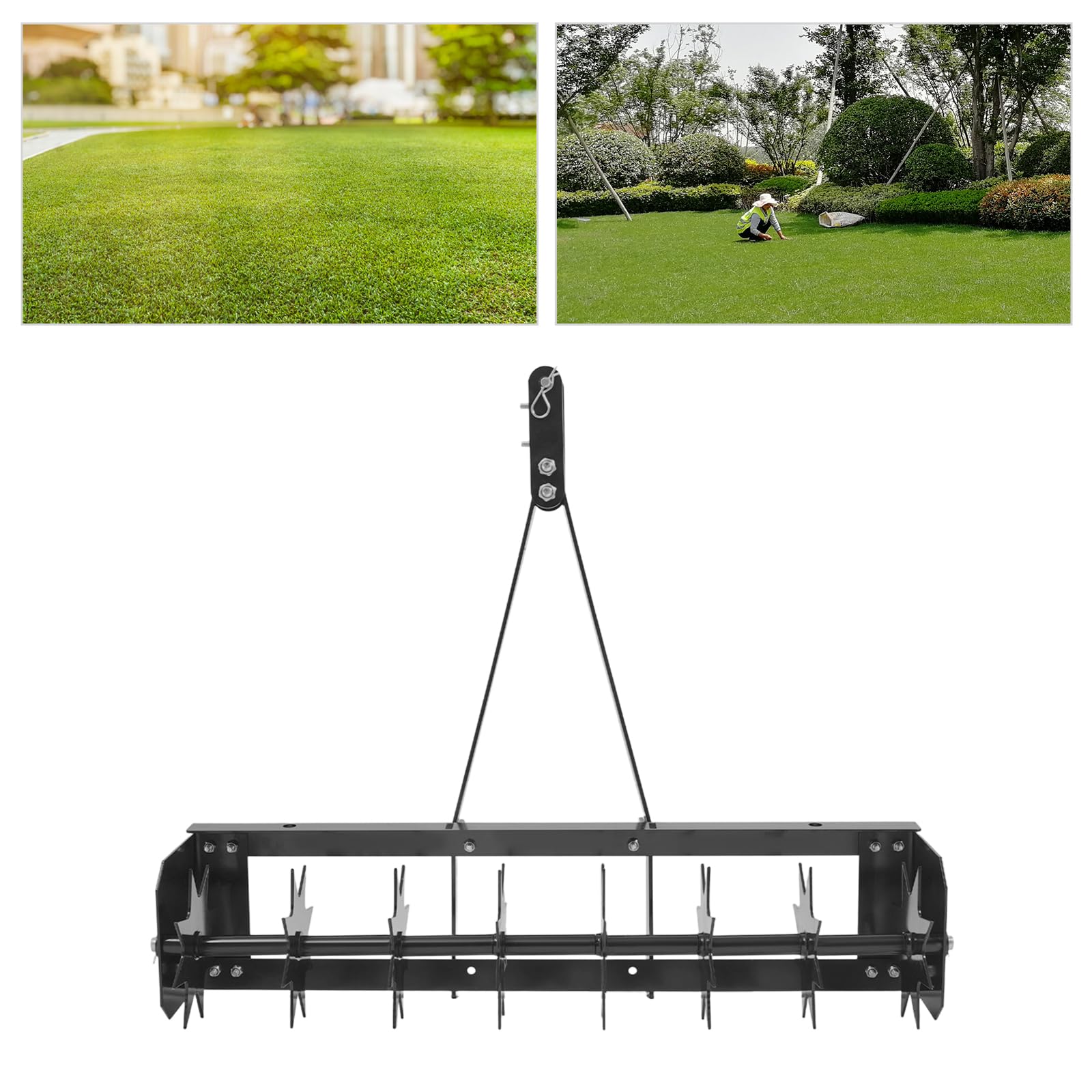 Rodillo aireador de césped, aireador manual, enrollador manual con 8 clavos, protección contra salpicaduras, aireador de césped, rodillo de jardín, escarificador, rodillo de césped para jardín, patio