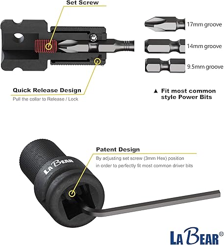 Miniatura 9 de LaBear Juego de 8 brocas de torsión de potencia de 2.95 pulgadas de largo T10 - T40 Star & Phillips PH2, magnético, vástago hexagonal de 1/4