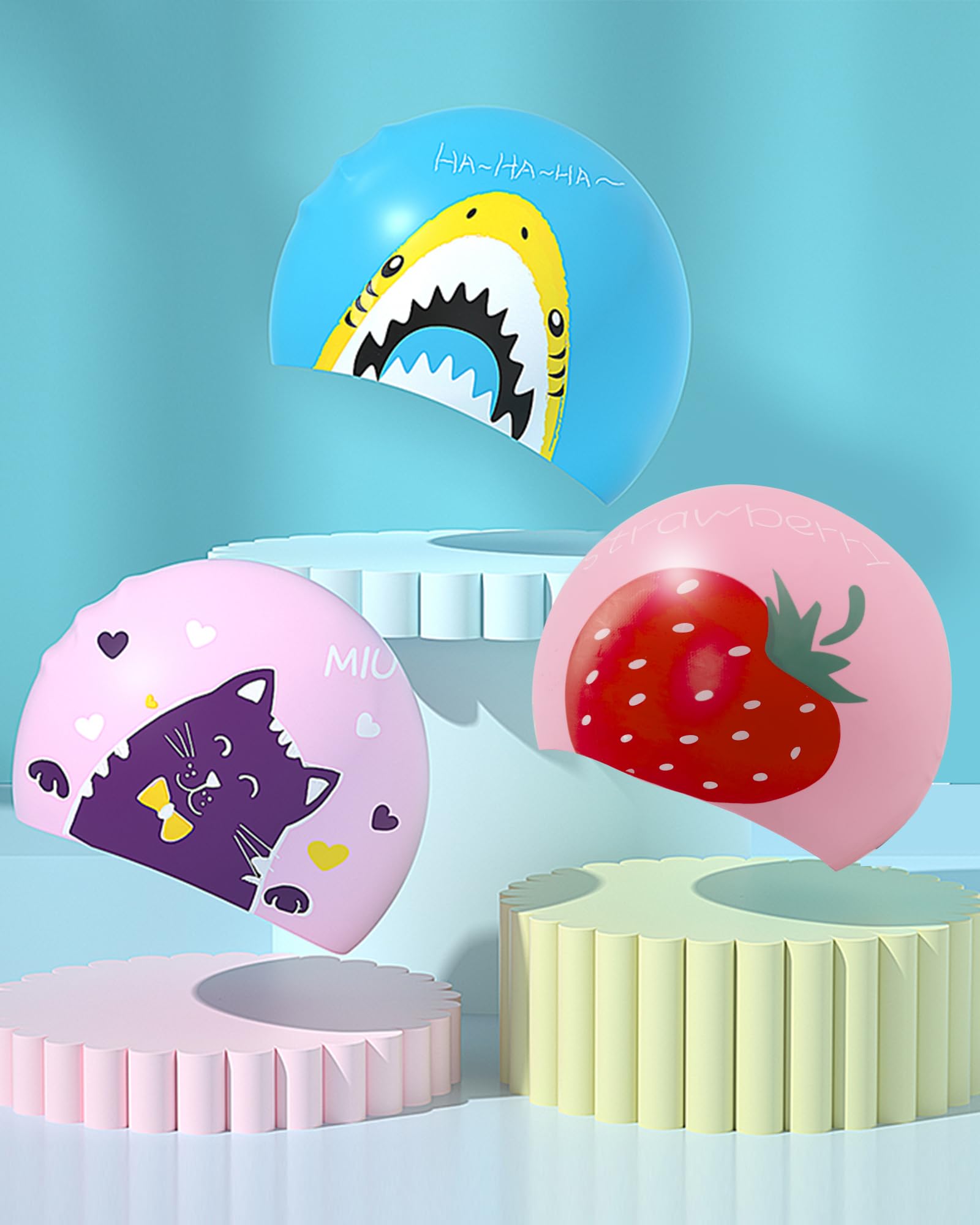 Cuffia Nuoto Bambini 6-14 - Cuffia Piscina Bambini 6-14 anni in Silicone e Impermeabile