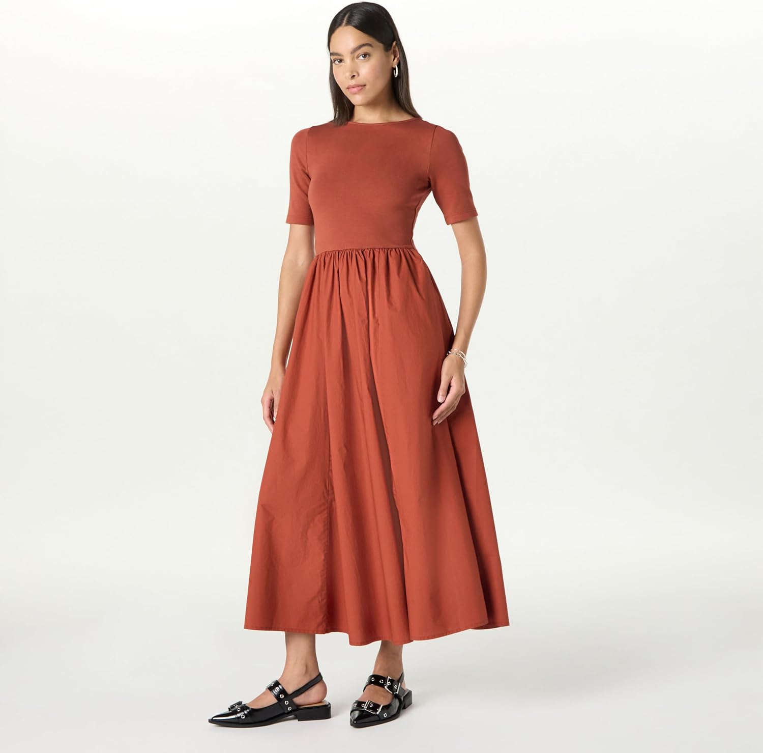 The Drop Womens Barrett Short Sleeve Mixed Media Dress - Image 4