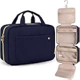 Toiletry Bag Travel Bag with Hanging Hook, Water-resistant Makeup Cosmetic Bag Travel Organizer for Accessories, Shampoo, Full Sized Container, Toiletries, Large-Blue