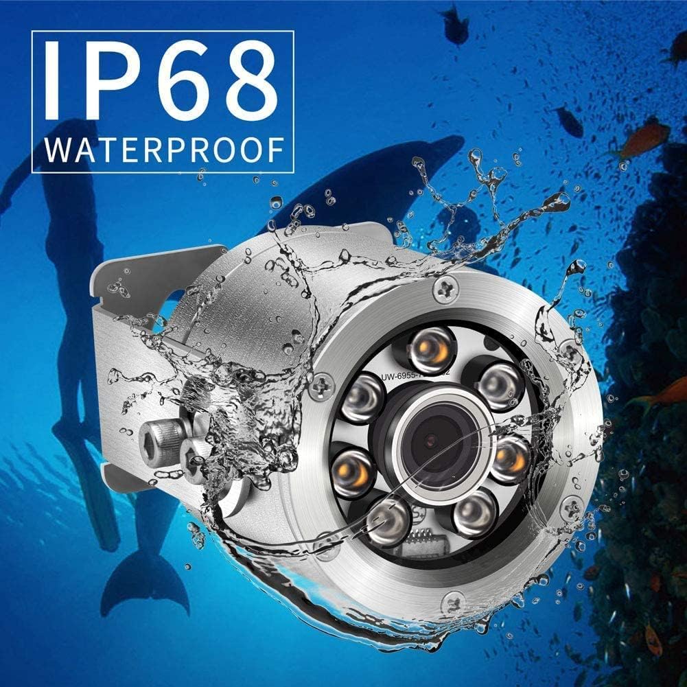 Barlus Caméra sous-marine POE 5 MP CMOS Objectif grand angle 100° Mer en acier inoxydable avec lumière de remplissage IP68 Caméra étanche pour étang à carpes koï 24/7 avec câble de 9,8 m