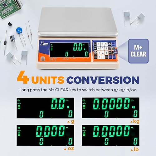 Miniatura 2 de Bonvoisin Báscula de peso de conteo industrial kgglboz Báscula electrónica de conteo de inventario digital para piezas pequeñas, monedas, pieza con