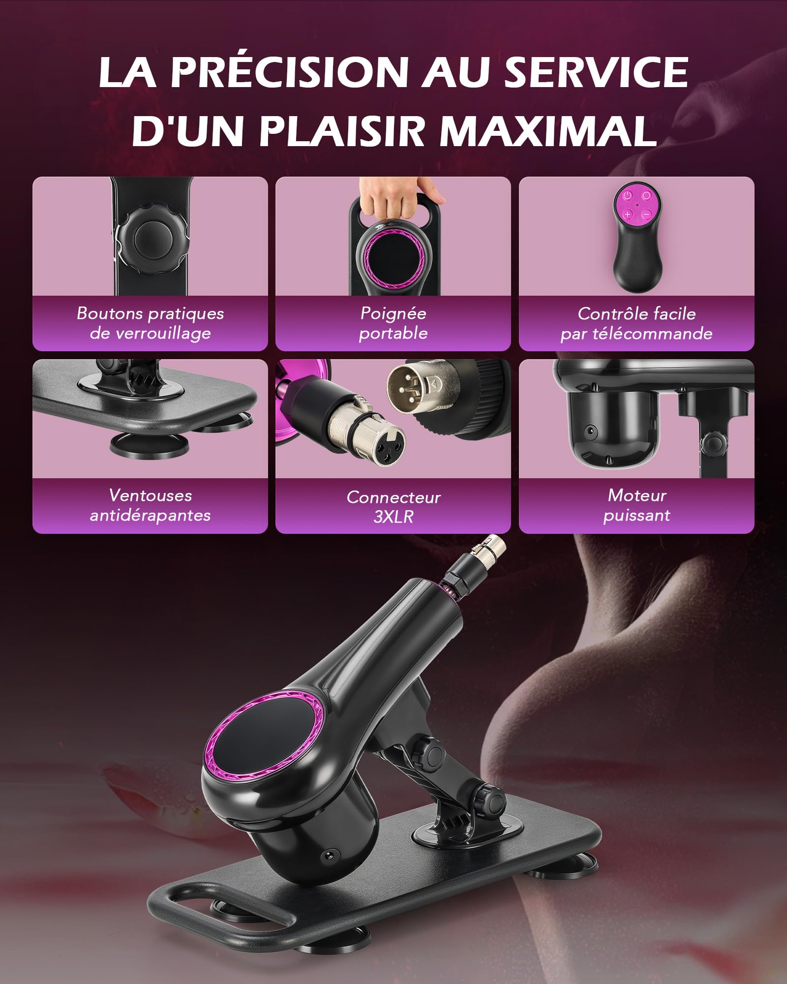 SENSUA Macchina per Sesso Automatica, Dildo Automatico con 7 Accessori 3 Connettori XLR e Telecomando per Uomini e Donne, Giochi Erotiici per Adulti per Massaggio Anale Vaginale Masturbazione