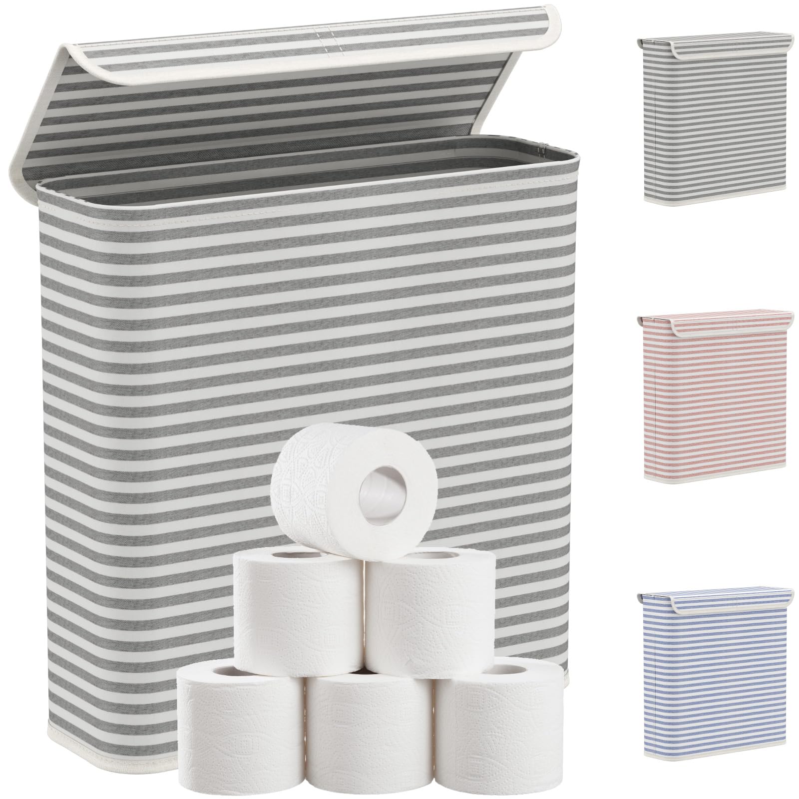 Lifewit 29L Bathroom Toilet Paper Storage Basket with Lid, Gray