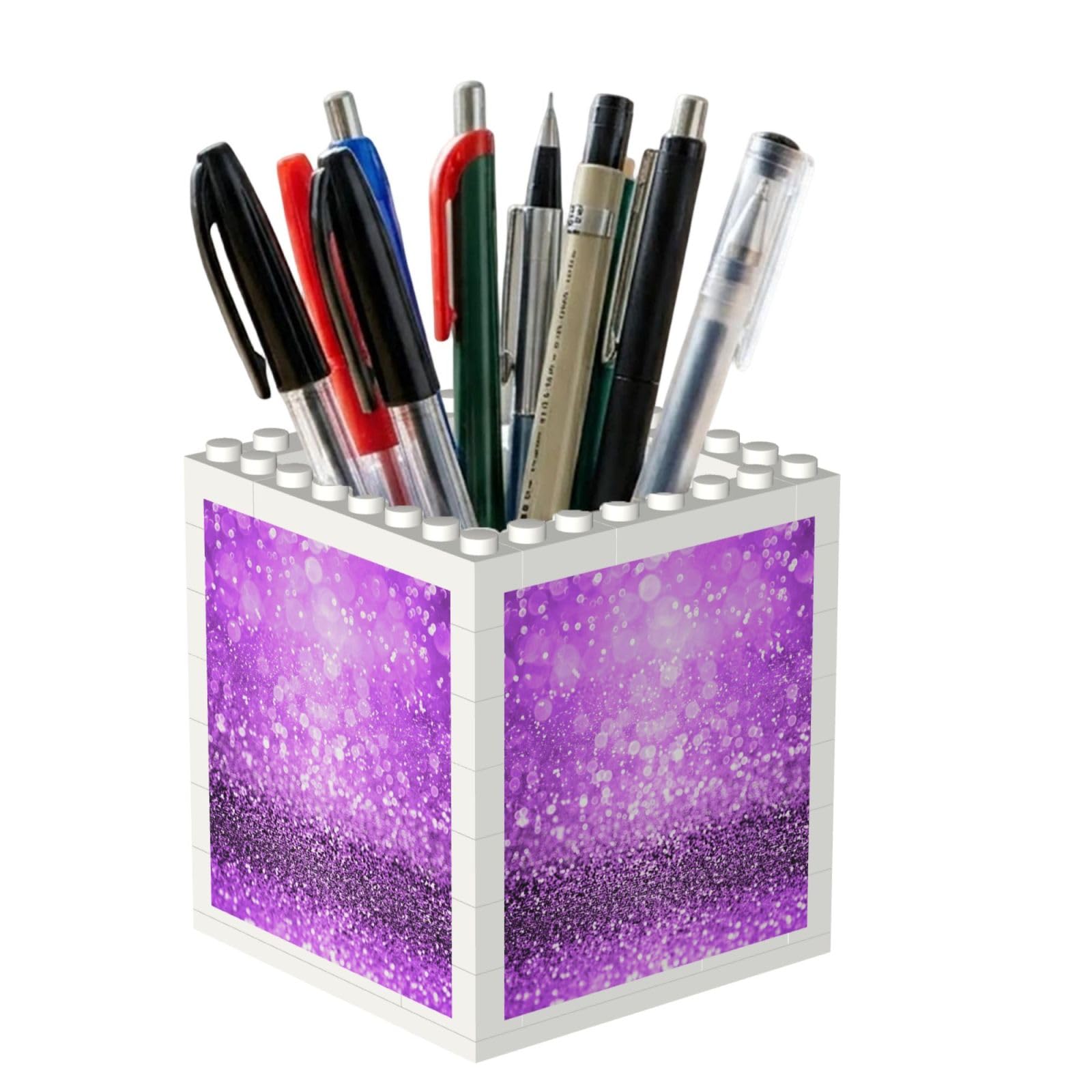 Poadnly Sparkling Purple Glitter, Pen Pot Pencil Holder for Office Home School, Compact Desk Organiser for Office Stationery