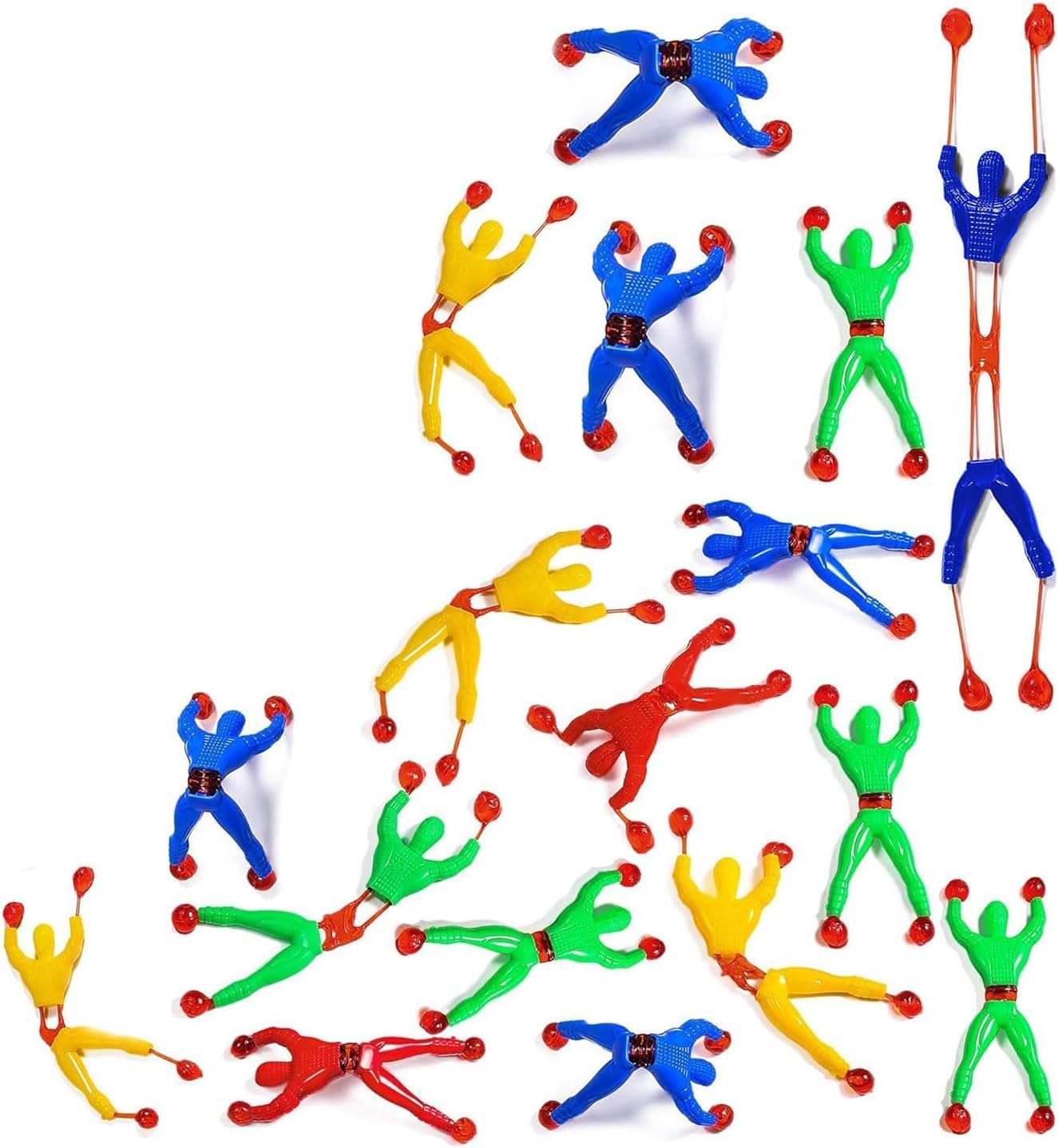 S & S PRODUCTS 20× Sticky Wall Crawler Men Toys, Multicolour Climbing Figures for Windows & Glass