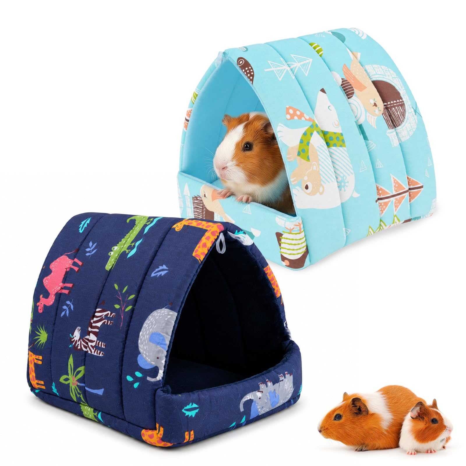 2 pcs Guinea Pig Bed House, Washable Cave Cozy Hamster Small Animal Beds