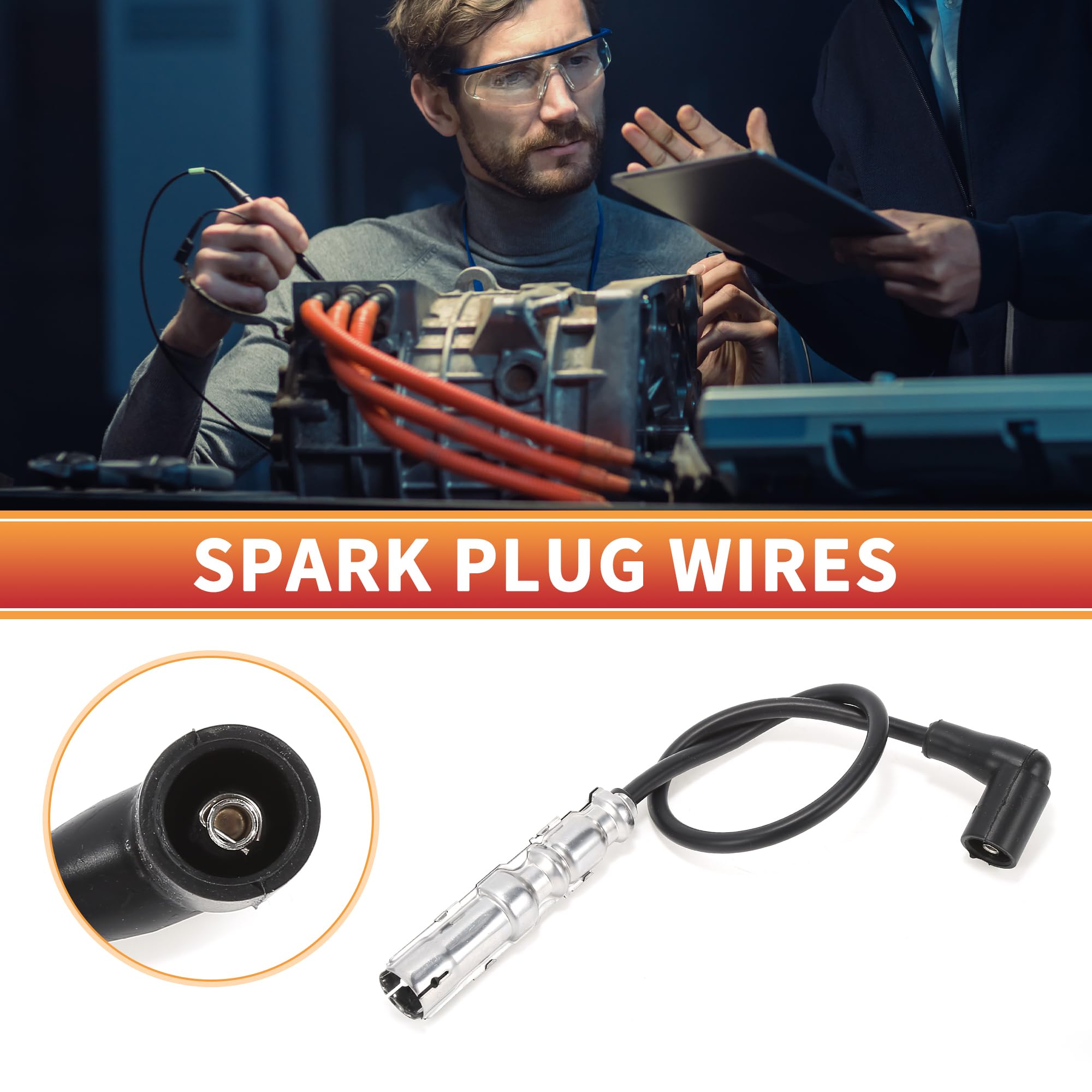 QUARKZMAN Zündkabelsatz Für VW Golf IV 1.6 (97-05) 4er Pack | Hitzebeständiges Silikonmaterial, Verstärktes Gehäuse, Stärkere Isolierung, Nickelkern, OE-Nr.06A905409M