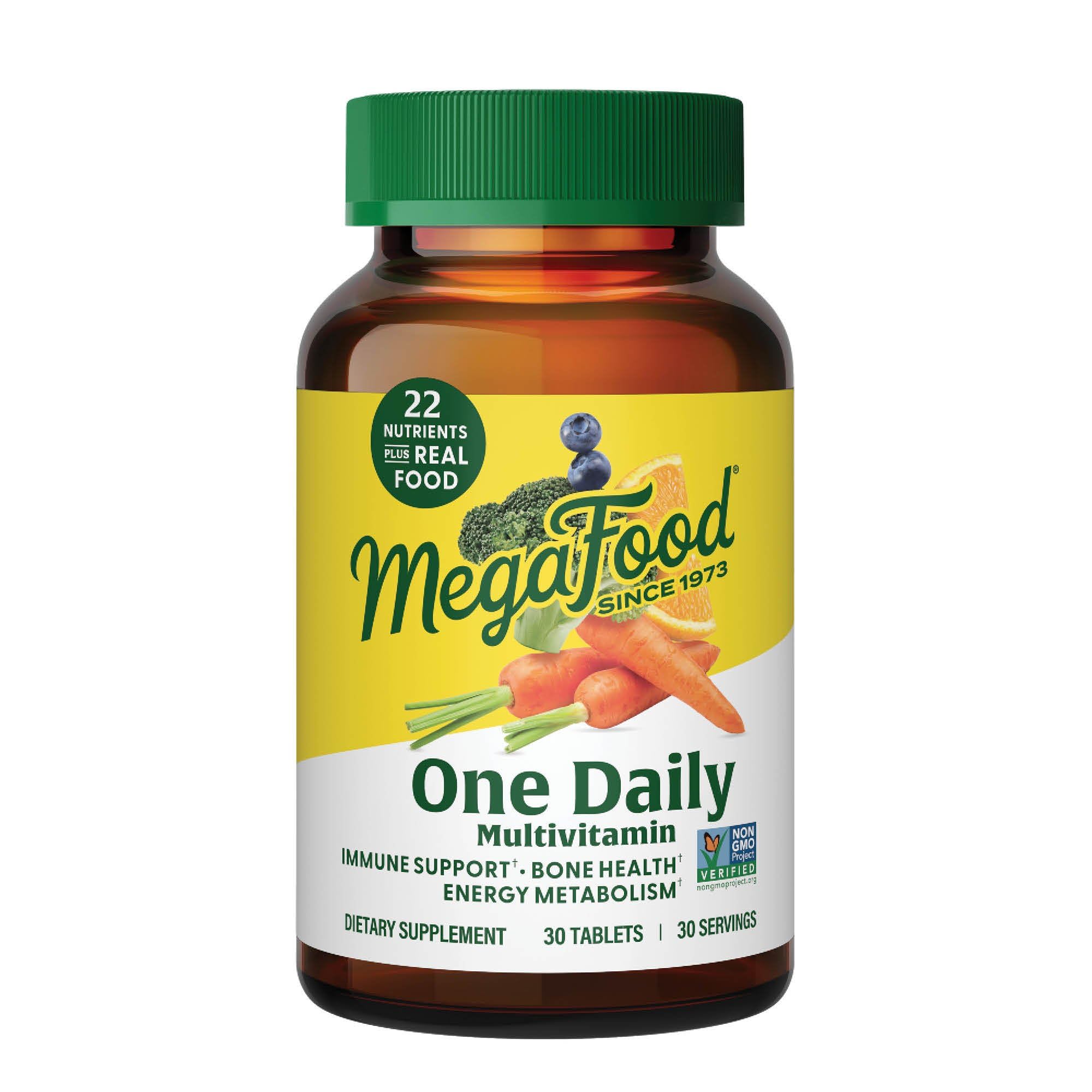 MegaFood One Daily Multivitamin - Multivitamin for Women and Men - with Real Food - Immune Support Supplement -Vitamin C & Vitamin B - Bone Health - Energy Metabolism - Vegetarian, Non-GMO (30 Tabs)
