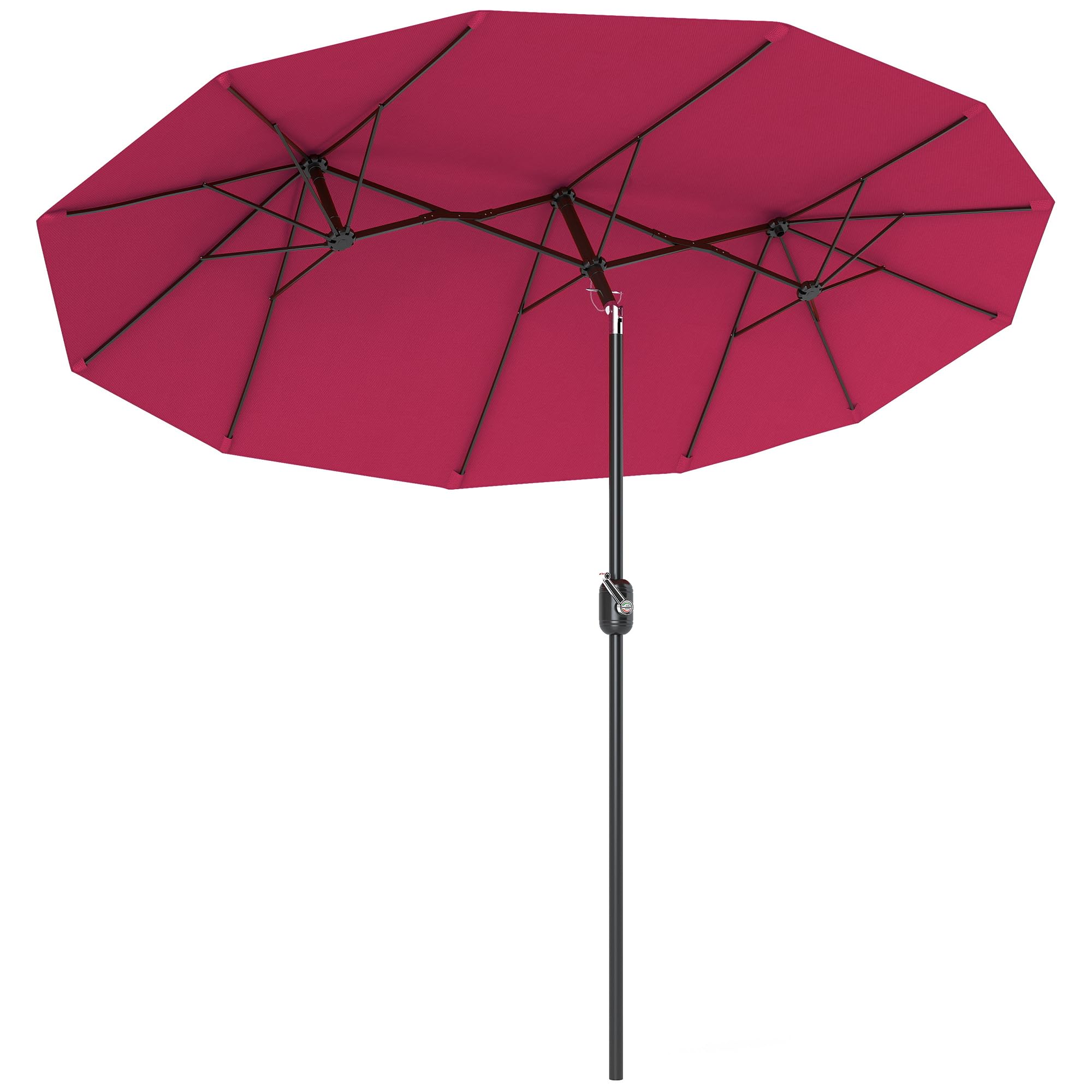 Outsunny Sombrilla Doble 2,95x1,52m Inclinación 45° Manivela Rojo Vino | Sombrilla Terraza Exterior, Manivela Manual, Ventilación, Impermeable, Parasol Jardín Piscina