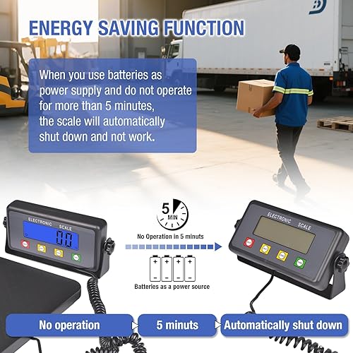Miniatura 5 de Surmountway - Báscula de envío industrial de 660 libras con plataforma de aluminio antideslizante, 11.8 x 11.8 pulgadas, báscula postal digital