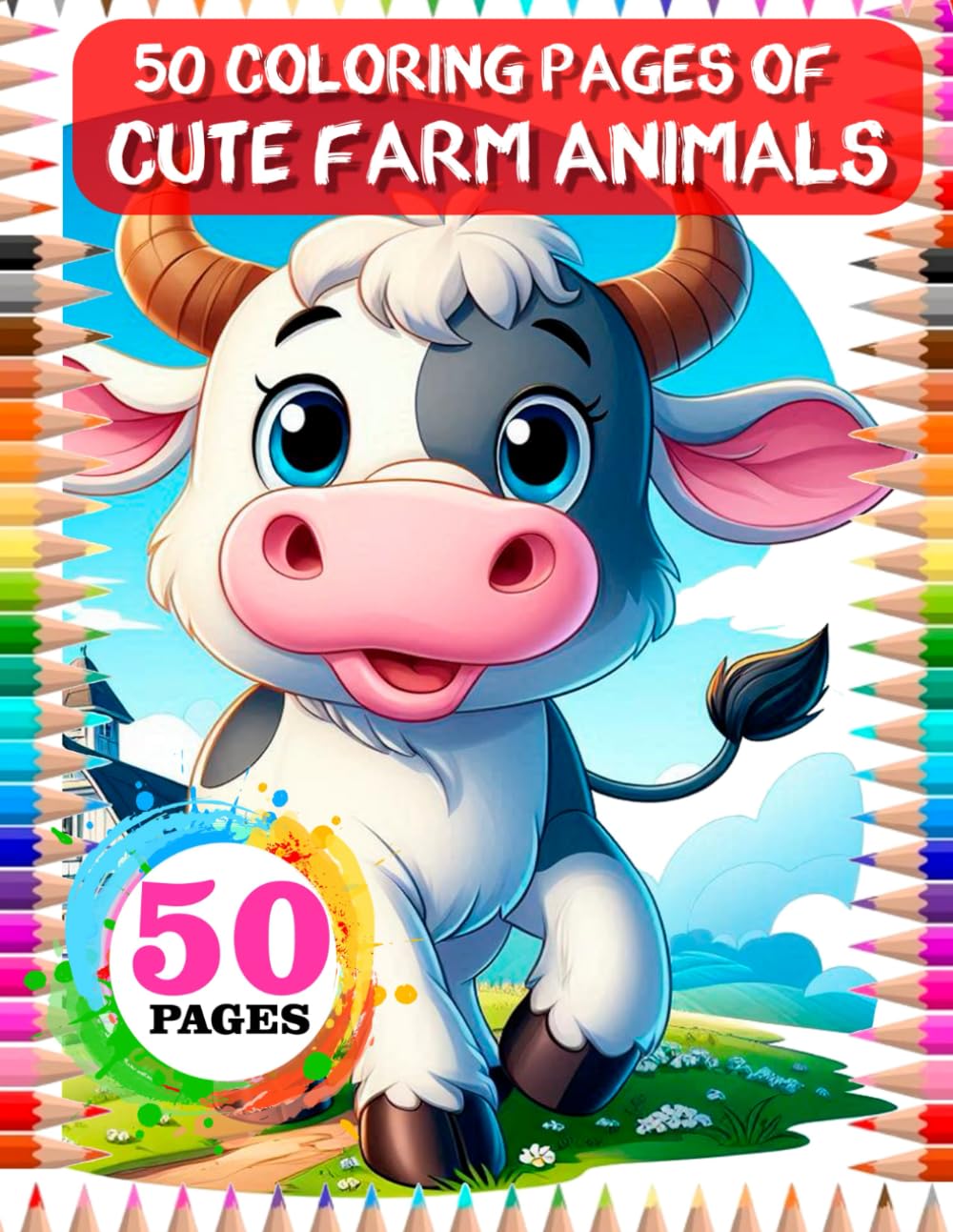 50 Coloring pages of Cute Farm Animals