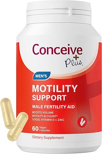 Conceive Plus Motility - Suplemento de fertilidad masculina – Refuerzo de recuento de esperma + zinc, ginseng, Q10, vitamina D, antioxidantes, 60