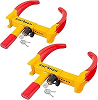 CARTMAN 2-Pack Heavy Duty Adjustable Wheel Locks - Anti-Theft Clamps for Trailers, SUVs, ATVs, Motorcycles, Boats & Golf Carts, 6 Keys Included