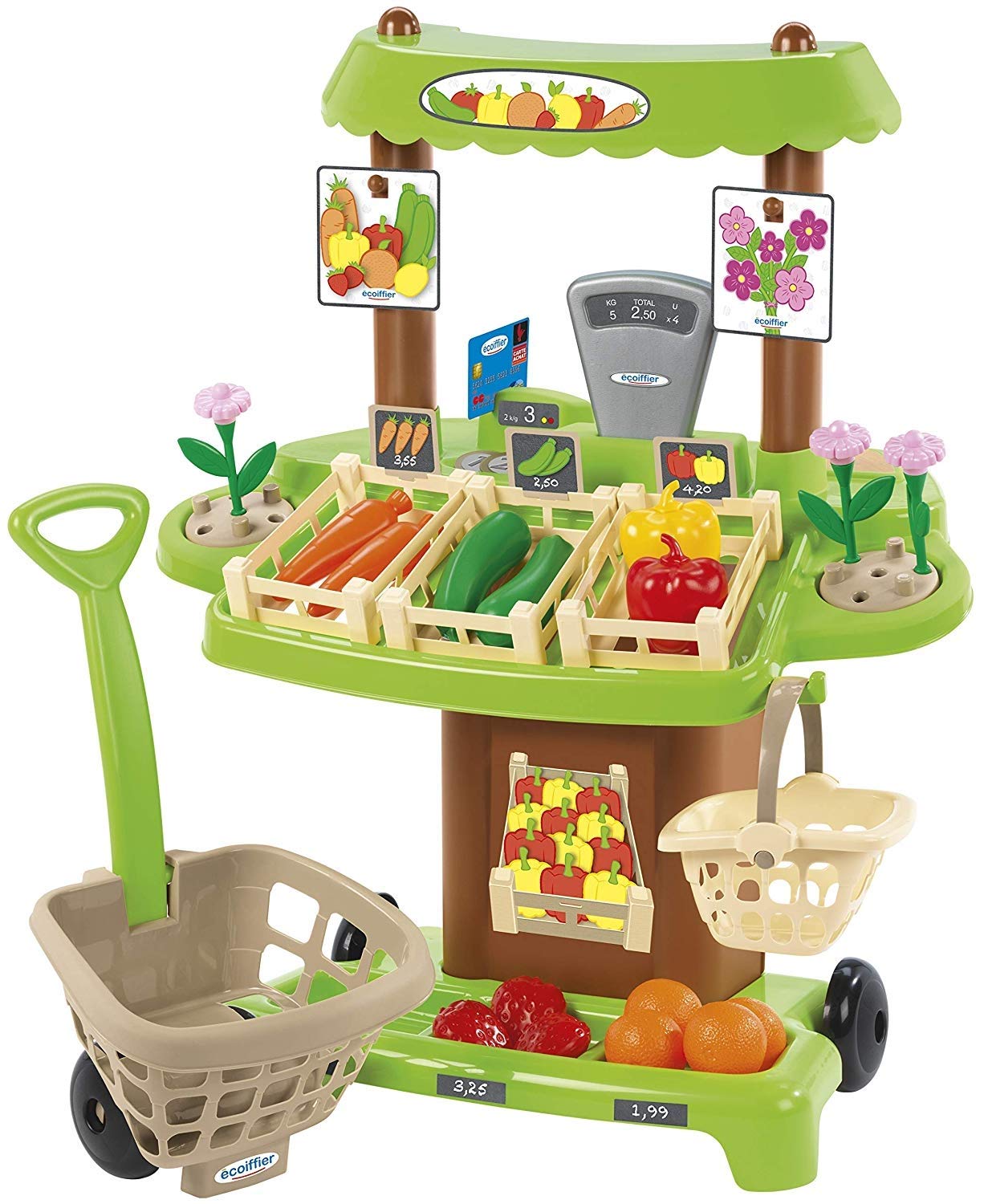 Jouets Ecoiffier -1741 - Stand du maraîcher pour enfants + accessoires - 100 % Chef - 35 pièces - Dès 18 mois - Fabriqué en France