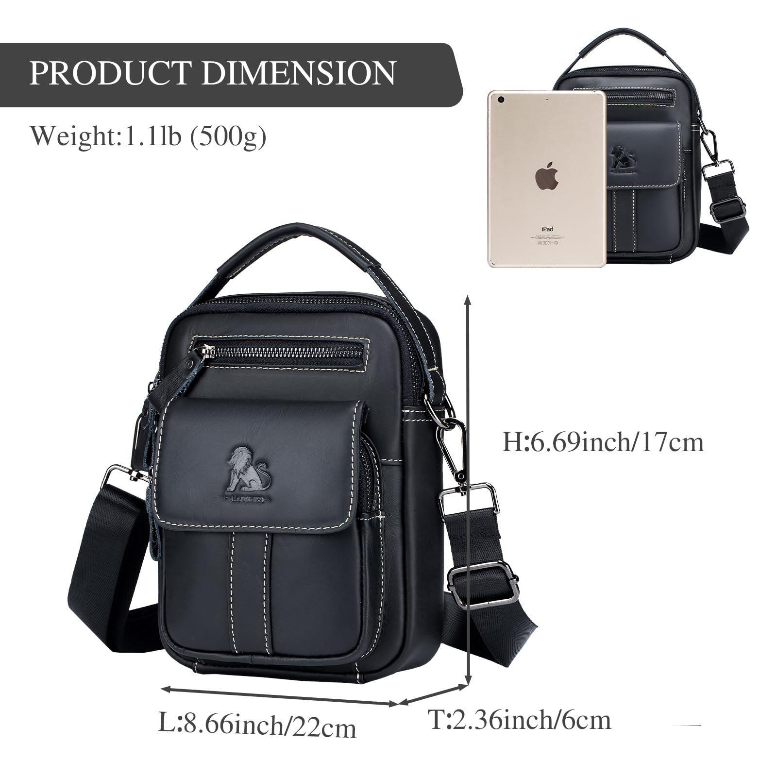 BAIGIO Borsello Uomo Pelle, Borsa a Tracolla Piccola Borsa da Uomini in Vera Pelle Casuale Borse Messenger Borse a Mano Borsa a Spalla per Ufficio Lavoro Viaggio Attività Commerciale