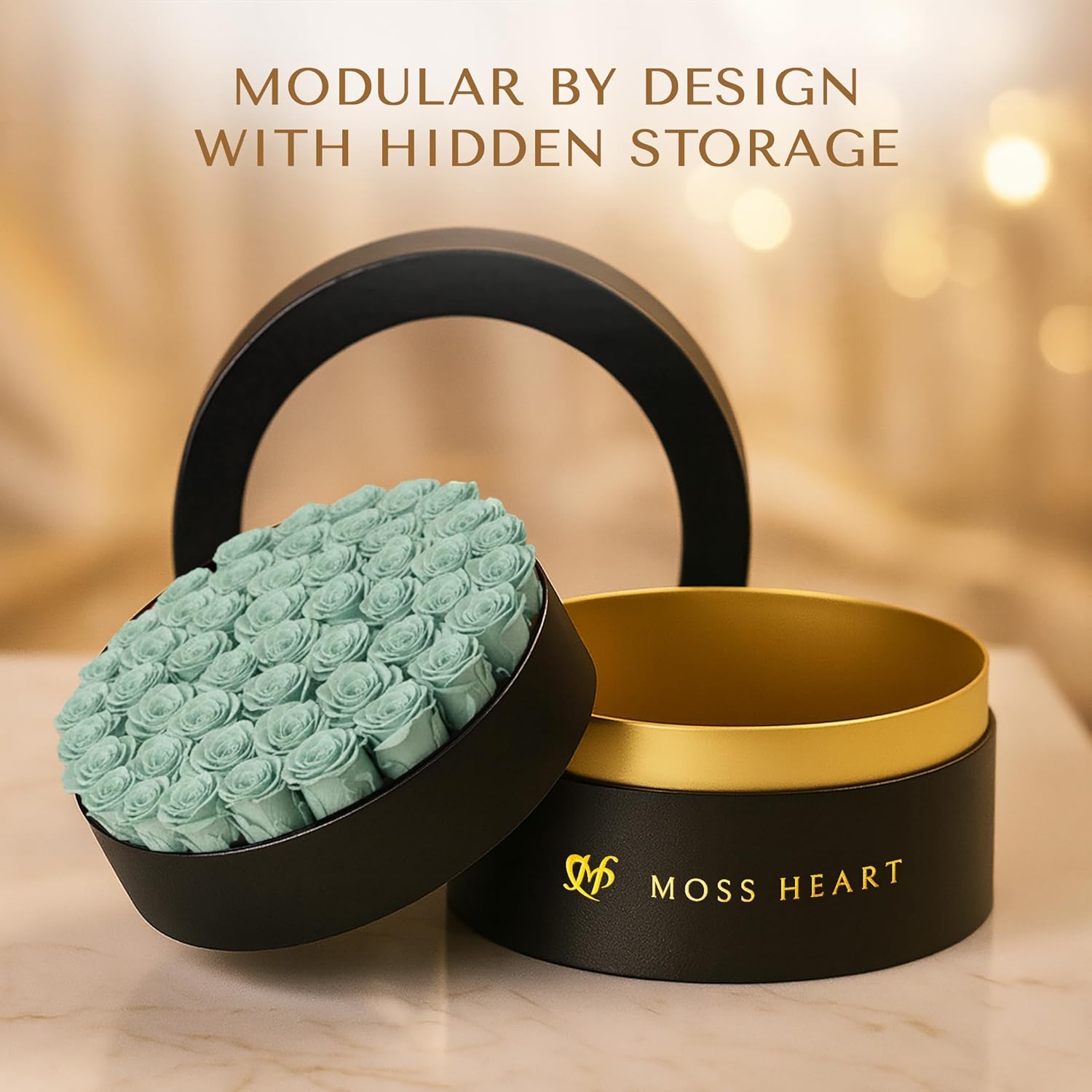 50 Preserved Roses in Designer Round Box, Real Forever Roses, Long-Lasting 1+ Year, No Watering, Luxury Home Décor Arrangement, Valentine’s Day Gift for Wife or Girlfriend - Image 7