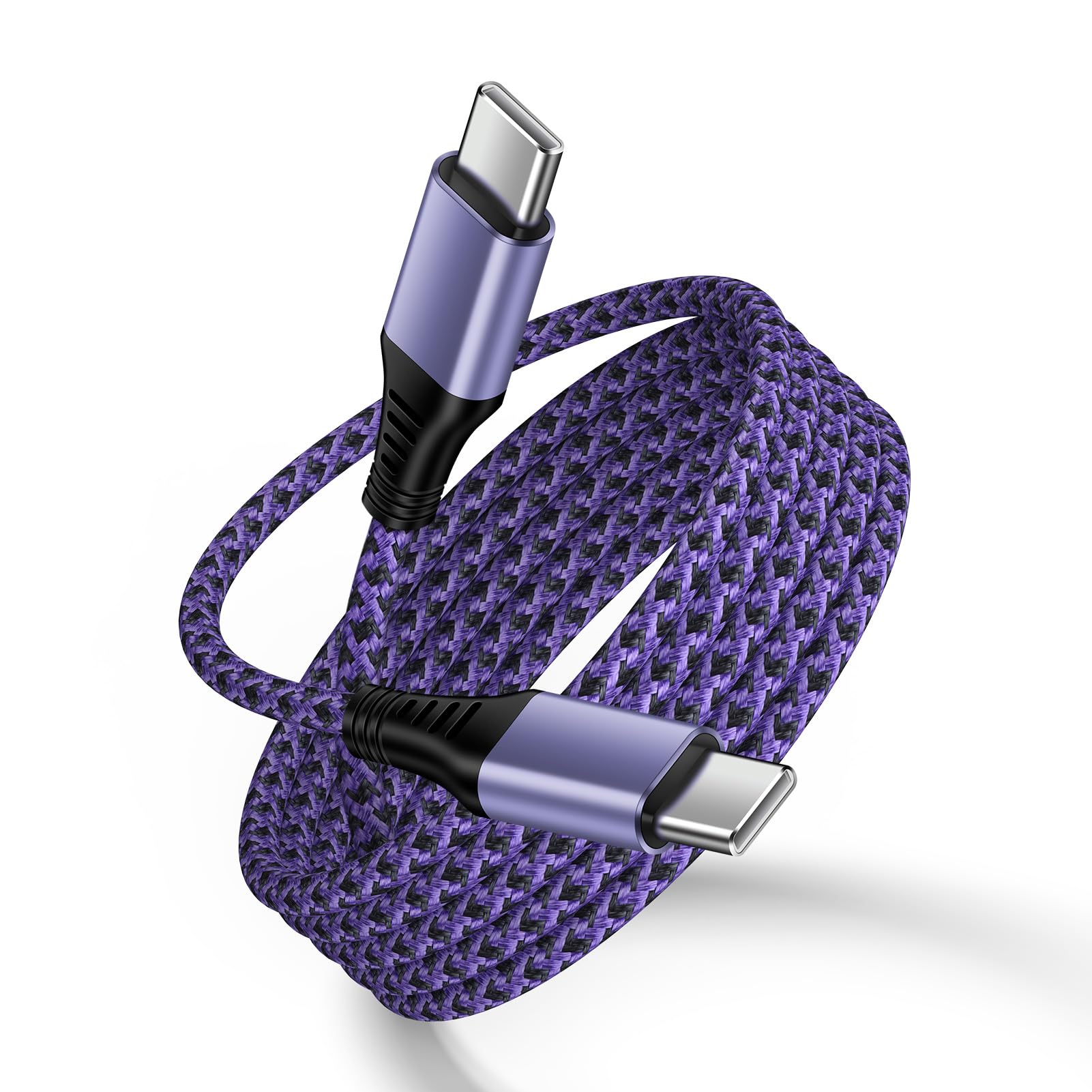 Cavo intrecciato da USB C a USB C, 60 W, lungo 3 m, ricarica rapida da tipo C a tipo C, cavo di ricarica per iPhone 16e/16 Pro Max/15/15 Pro/15 Plus/Samsung Gaxlaxy S25 Edge/S24/S23/S22/S20/A16/A56