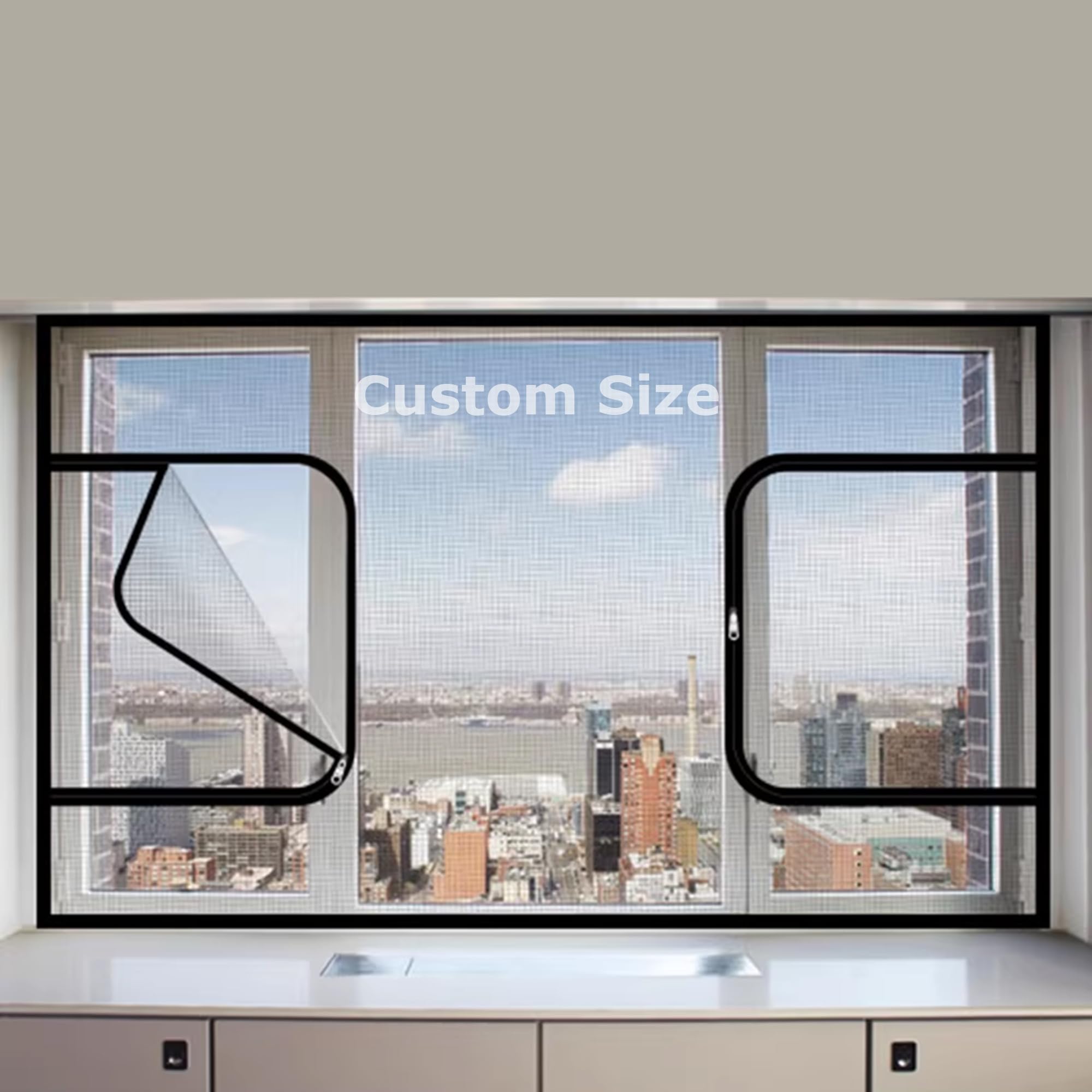 Duoleh White/Black Semi-Transparent Window Screen Mesh, Custom Size Window Insect Mesh Net, Fly Screen, Cat Protection Net, Cats Safety Netting With Self-Adhesive Tapes