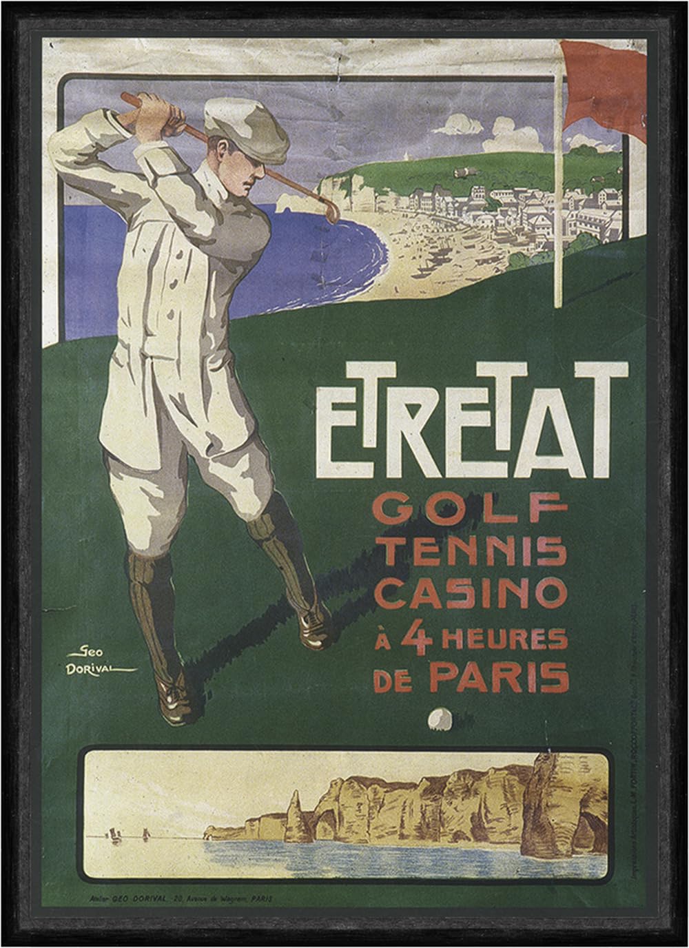 Biller Antik Etretat Normandie Geo Dorival Golf Tennis Casino Impression d'art Faks_Werbung 873