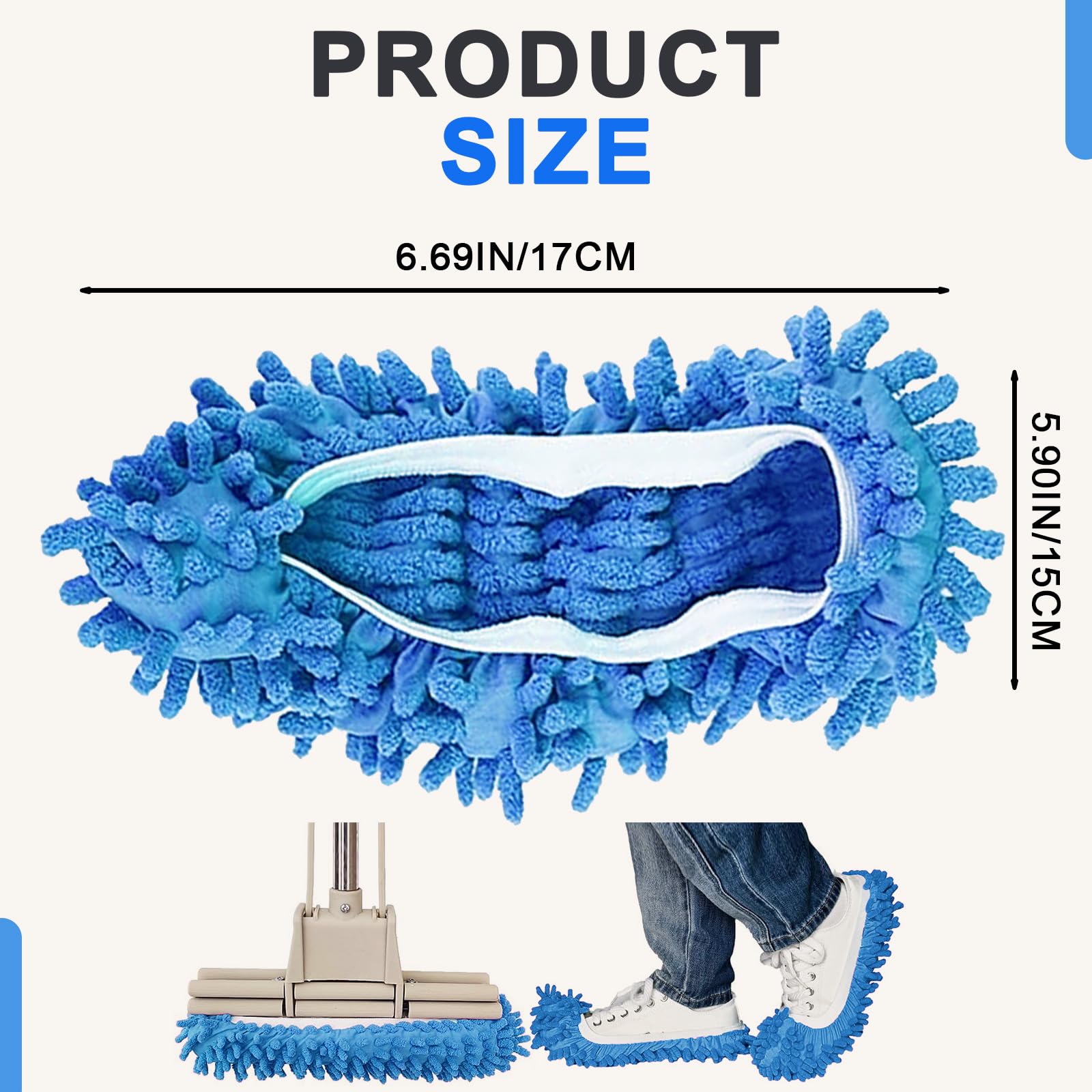 Pantuflas de limpieza de suelos, reutilizables, para uso doméstico en interiores, color azul — view 2