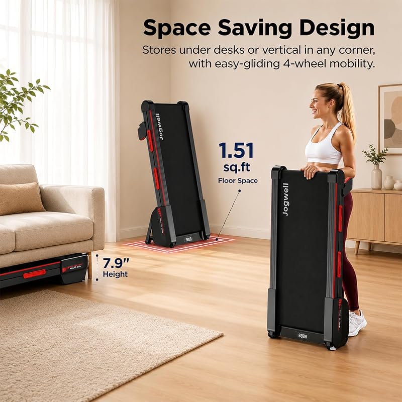 Jogwell Walking Pad with 15% Auto Incline, Full-Deck Design image 5