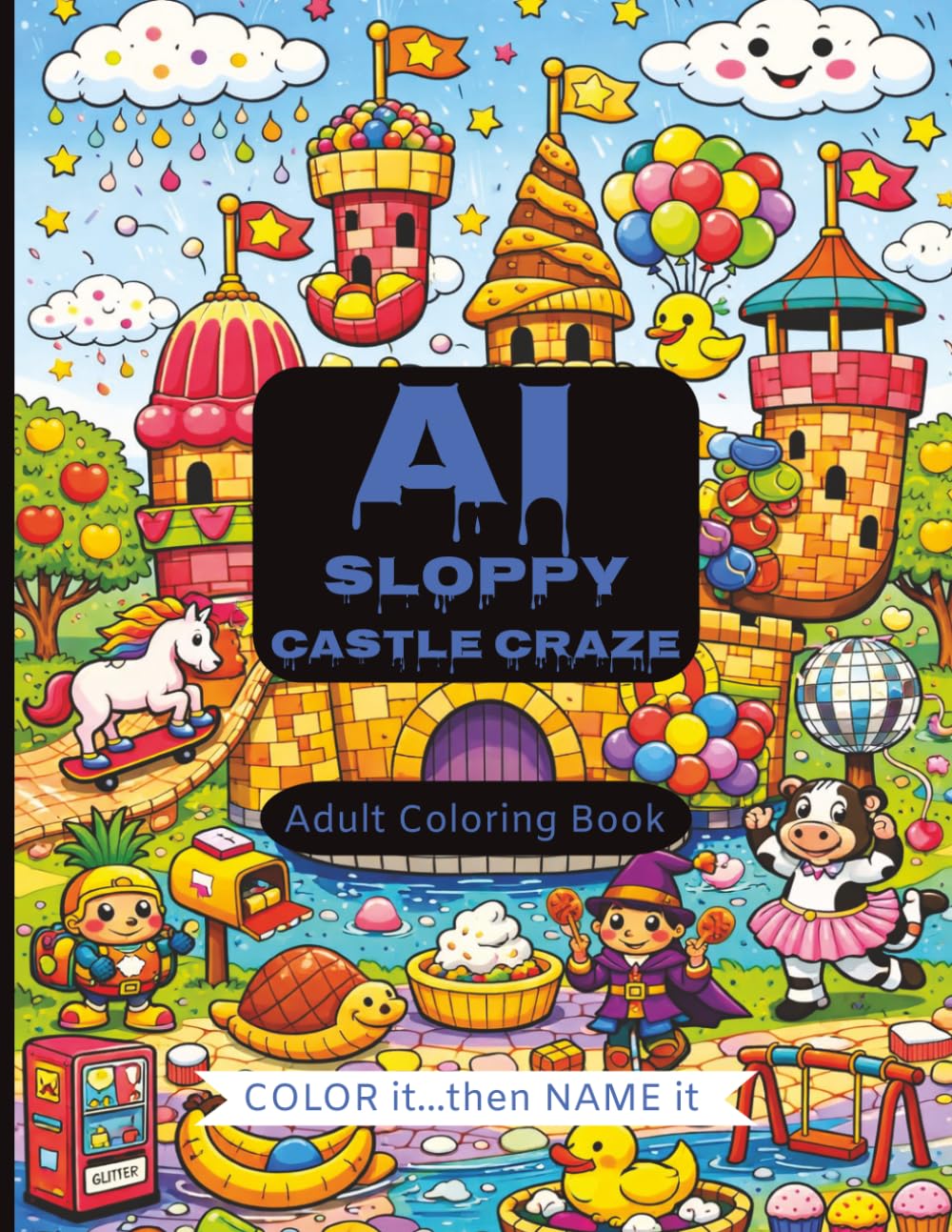 AI Sloppy Castle Craze: A Unique Adult Coloring Book of Creepy Castles, Goo, and Grayscale Chaos / A Messy AI Generated Coloring Experience