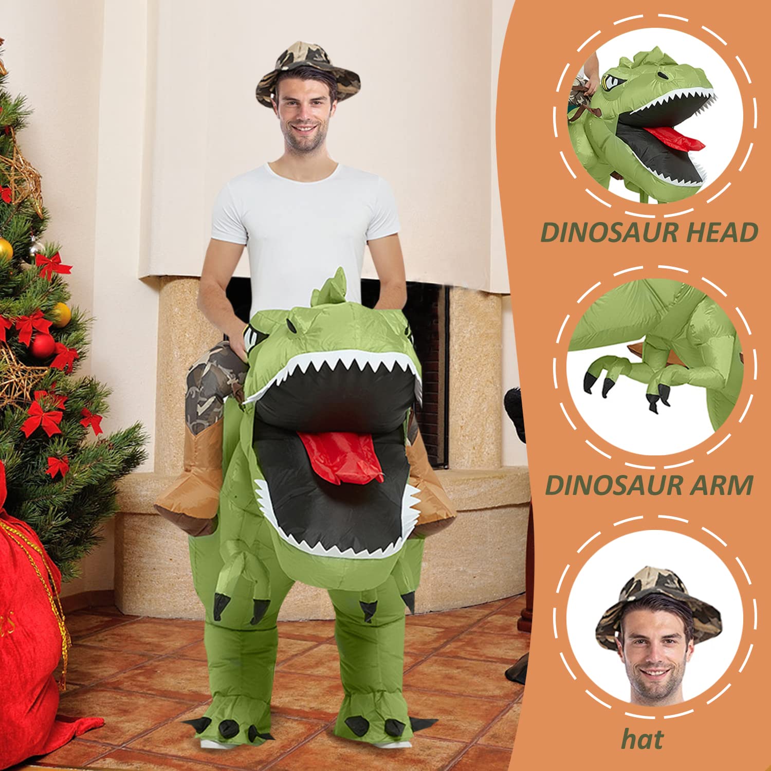 Costume de dinosaure Costume Gonflable Dino à Cheval sur Un Jouet Gonflable de Dinosaure pour Fêtes Halloween Anniversaires Cosplay POELOFIRMX QTICDONAIWADS Unisexe (Erwachsene)