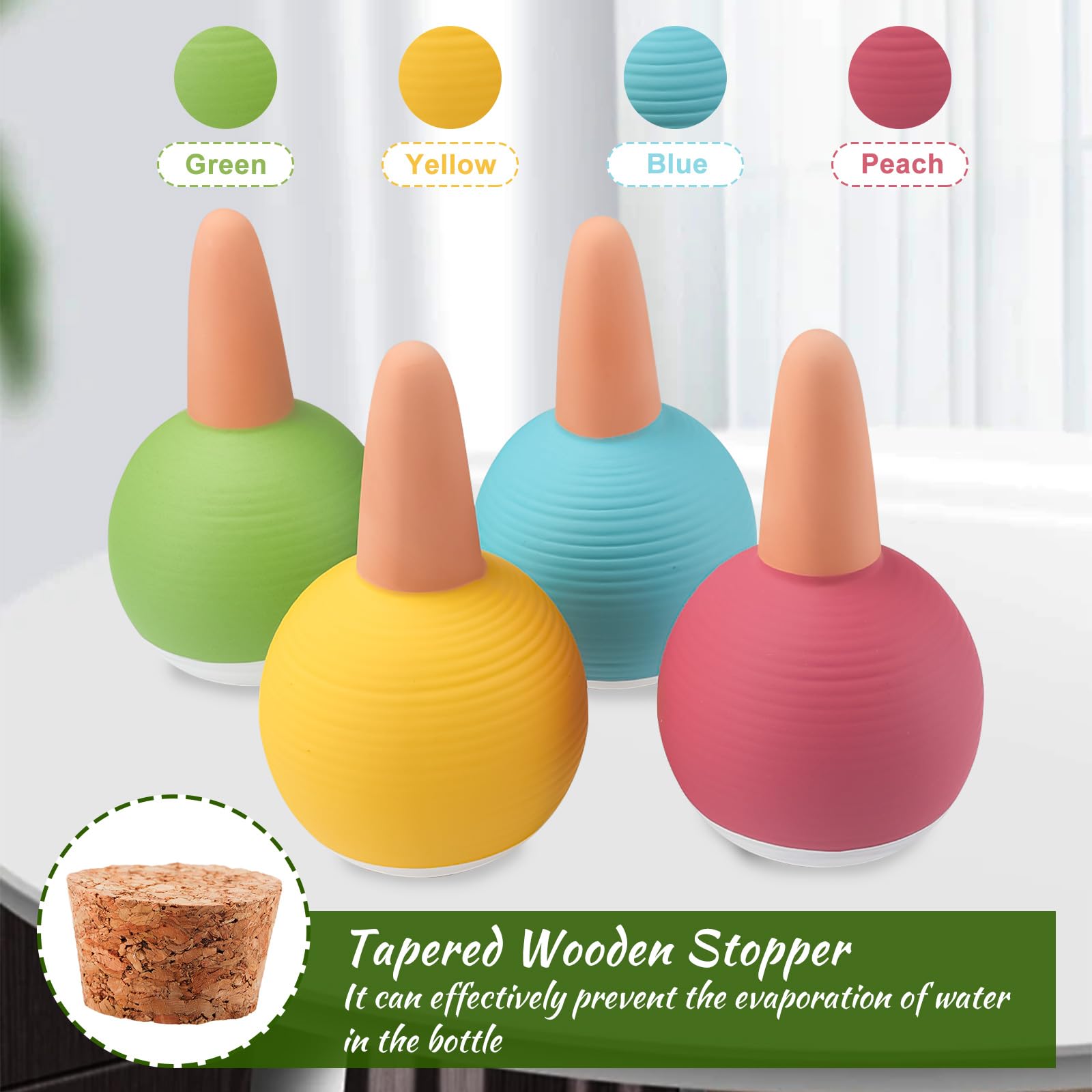 Distributeur Eau Plante 4 pcs Globe D'Arrosage Pour Plantes avec 4 Bouchons, Boules D'Irrigation pour Plantes Pointes Auto-Arrosantes en Terre Cuite, Maintient L'Humidité Du Sol Pendant 3 à 7 Jours