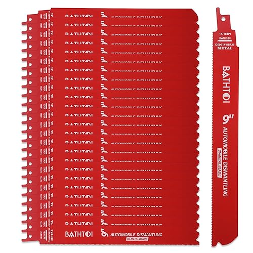 Paquete de 25 hojas de sierra recíproca de 9 pulgadas, 1418 Tpi para corte de metal, cuchillas Sawzall de acero aleado de carburo para desmontaje de