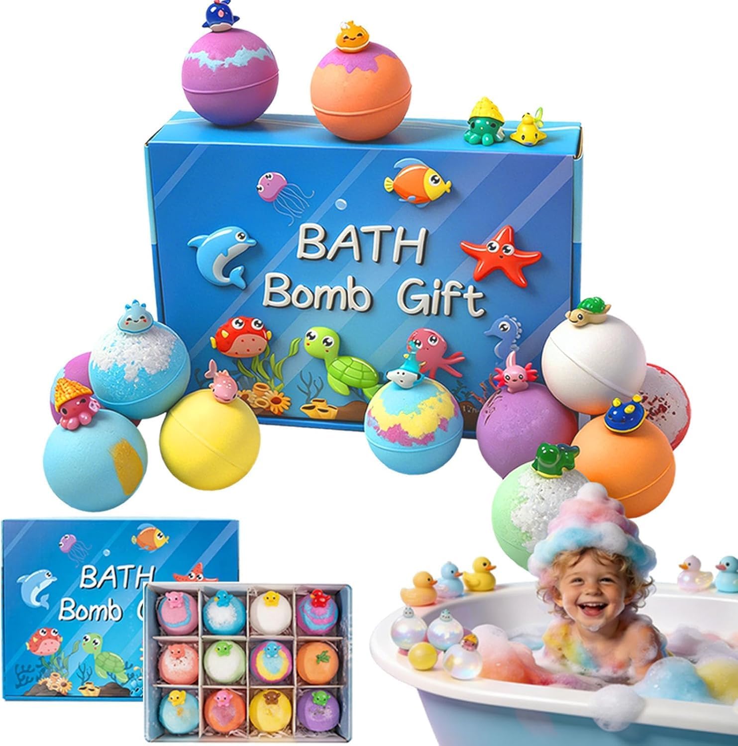 Kids Bath Bombs with Surprise Toys Inside | 12 Pack Natural Bubble Bath Fizzies | Colorful Bath Bomb Gift Set for Boys & Girls Ages 3 to 8 Years | Bath Time Fun & Easter Gift Basket-image-15