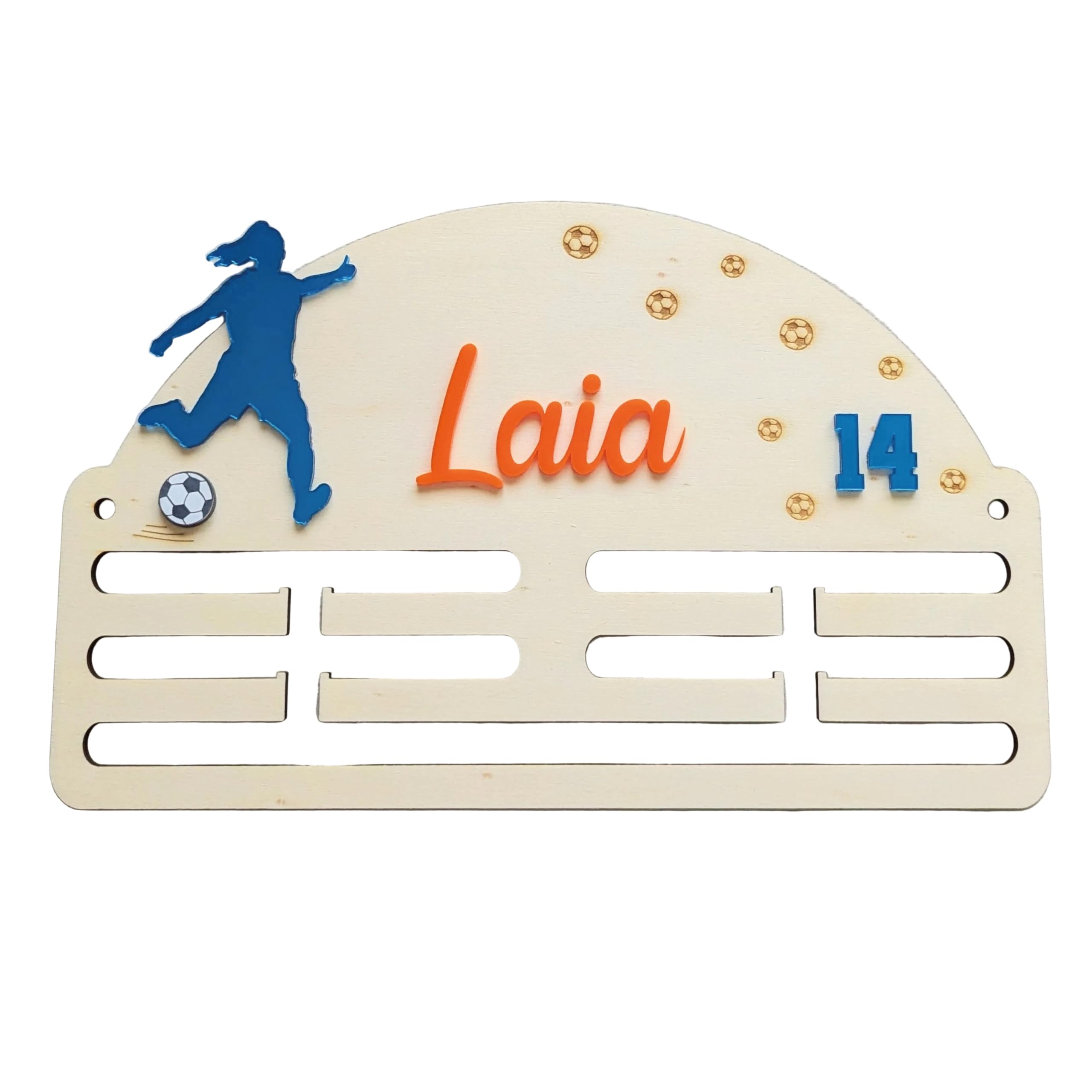 Genérico Ideas CAÓTICAS | Medallero de Fútbol Personalizado para Niños/as y Jugadores/as. Personalizado con Nombre y número en acrílico. Regalo para Deportistas. Fabricado en España.