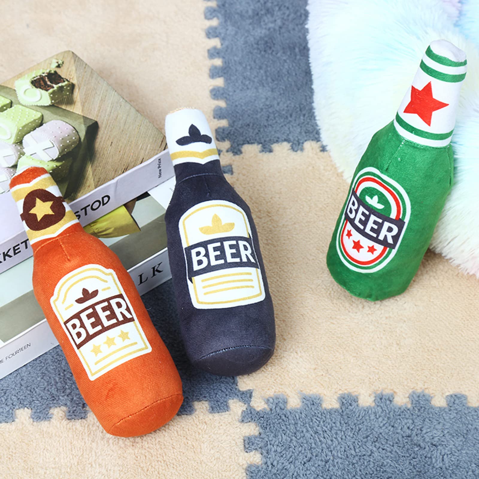 Hundespielzeug Quietschende Bierflasche Aus Plüsch – Weiches Kauspielzeug Mit Quietsche
