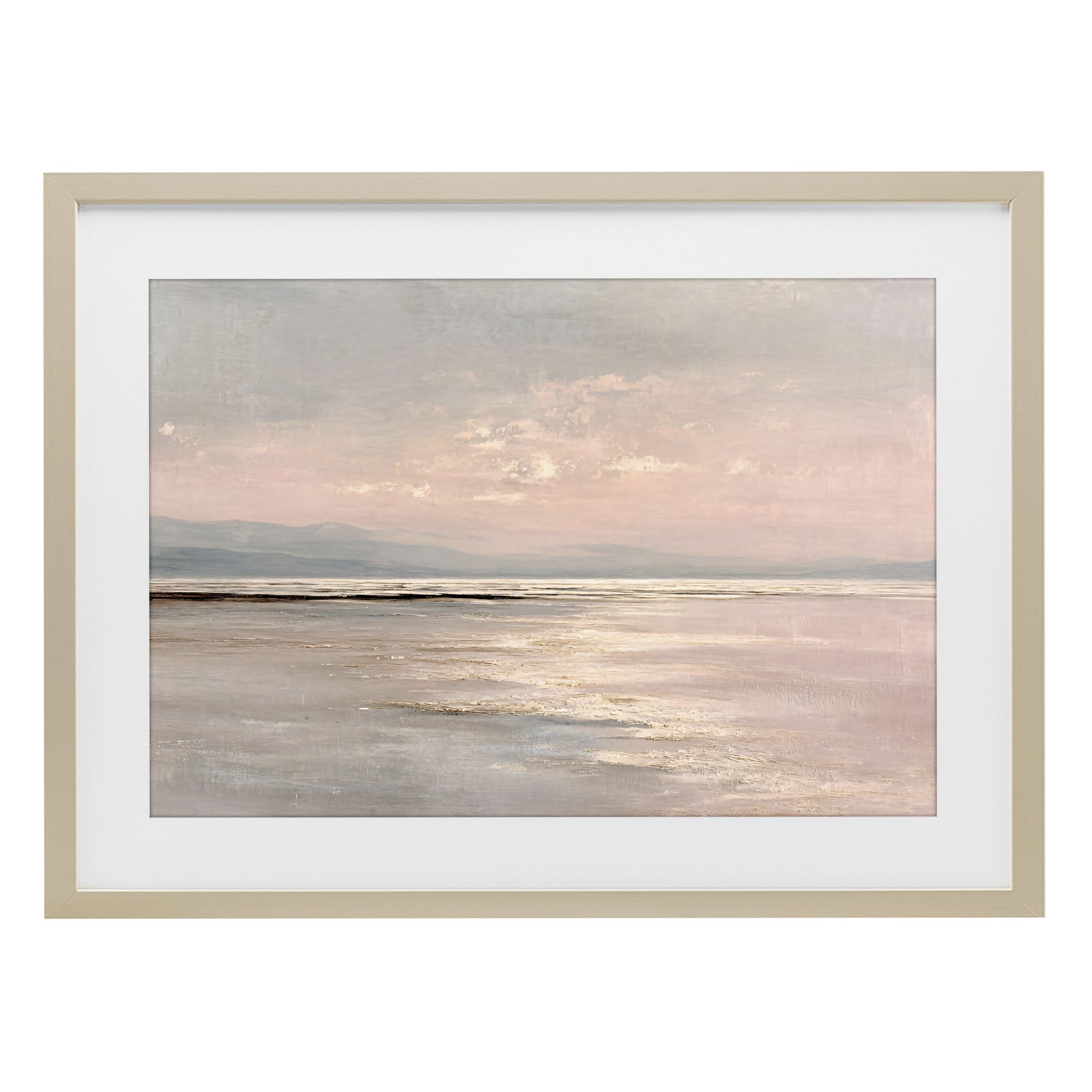 Stupell Industries Harvest Pine (Textured) 'Vast Blush Seascape'| Framed Print Under Glass