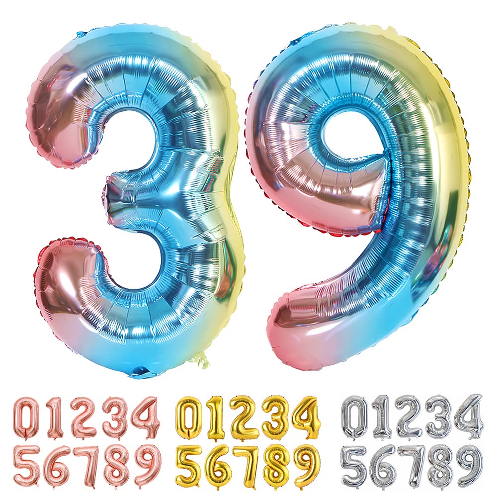 Foil Globo Número 5 Azul 40" (101cm), Inflable Helio o aire, Gigante Numeros 0-9, 10-19, 20-29, 30-100, Grande Globos Decoración para La Boda Aniversario y Cumpleaños Fiestas — view 681