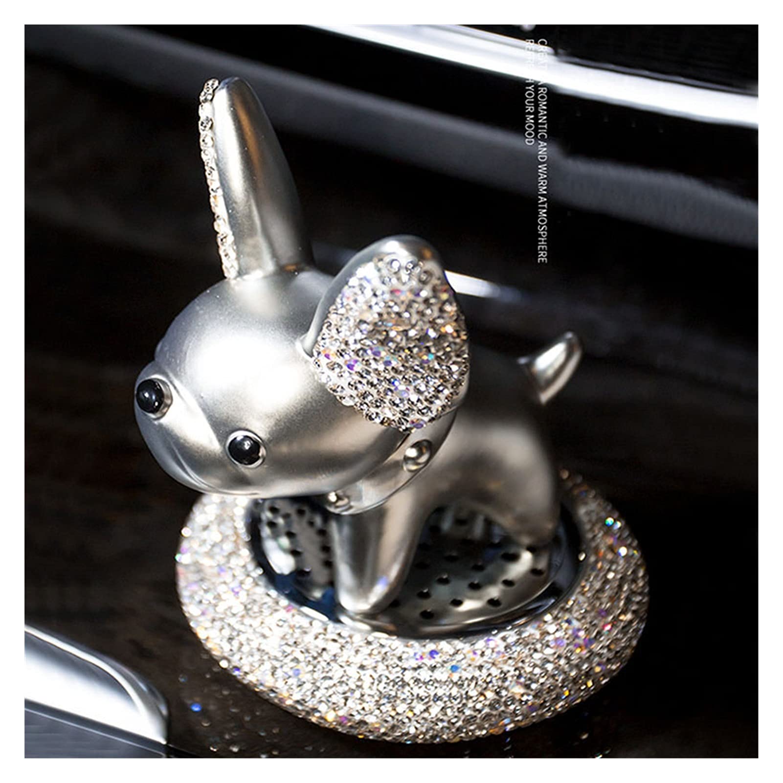 Persönlichkeit Auto Innendekoration Ornamente Cartoon Netter Haustier Glücklicher Hund Auto Parfüm Diamond In-Car Center-Konsole-Zubehör (Color Name : A Black)