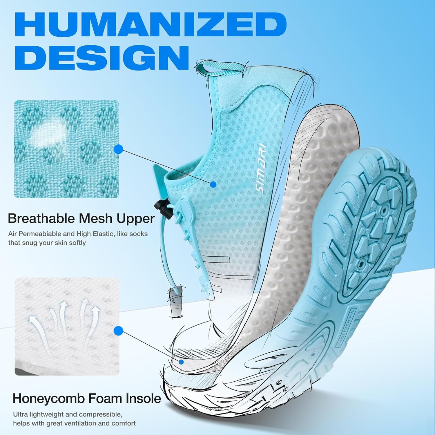 SIMARI Water Shoes for Women Men - Barefoot Quick-Dry Aqua Socks | Lightweight Swim Shoes for Surfing, Swimming, Beach Sports, Kayaking, Diving | Non-Slip Design - Image 5