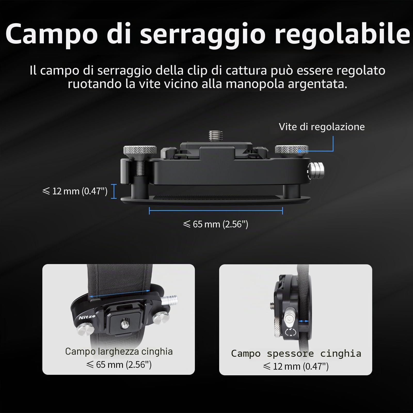 Nitze Clip per Fotocamera a Sgancio Rapido, Camera Clips per Tracolla, Clip Zaino per Fotocamera con Vite da 1/4"-20 per Fotocameras DSLR SLR, Zaino - N58A