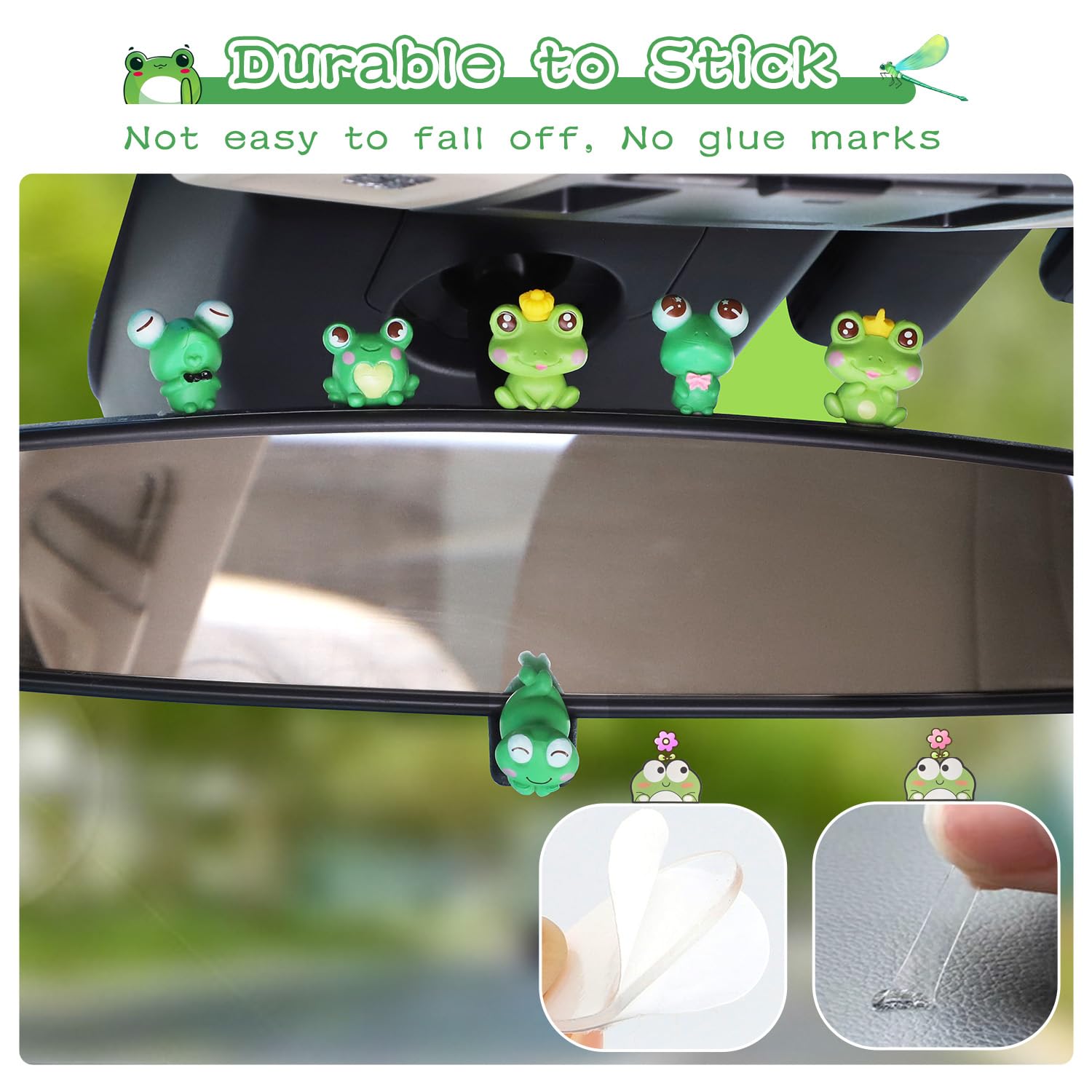 Luminous Frog Car Dashboard Decor - Funny Rearview Mirror Ornament, Resin Interior Accessory, Adhesive Stickers Included - View #8
