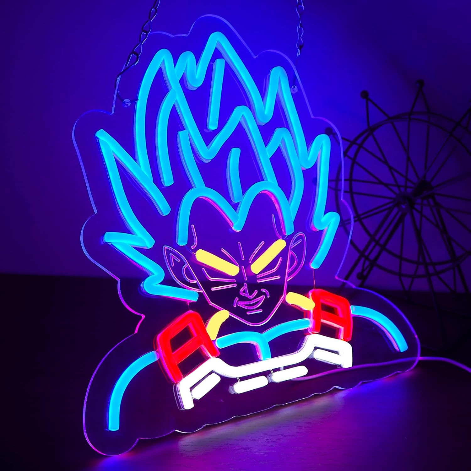 Super Blue Saiyan Neon Sign,Neon Light LED Anime Sign Saiyan Prince for Anime Fans Man Cave Wall Decor Dormitory Decoration USB Powered Dimmable 13.*12.2inch - Image 2