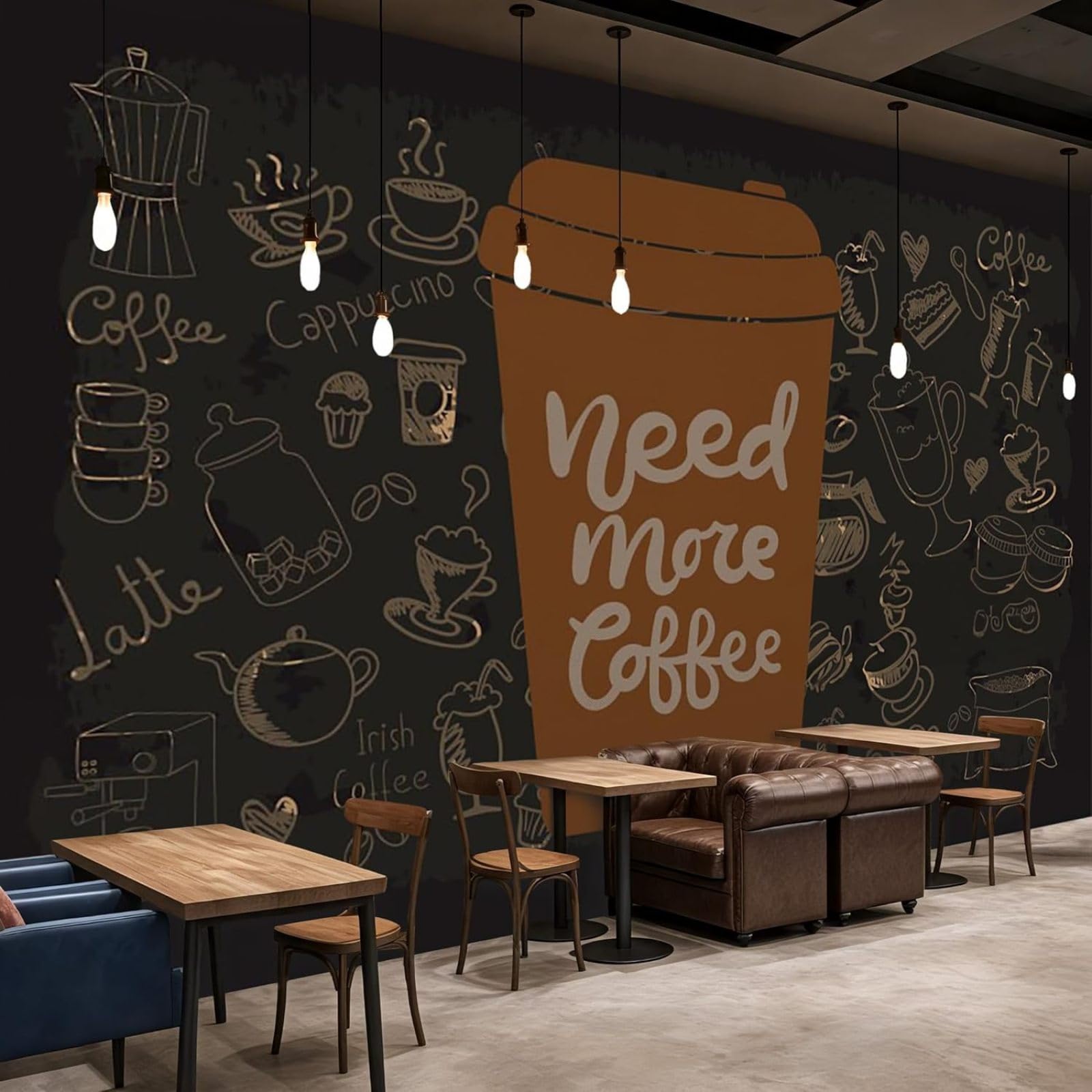 Hgjdjhnf 3D Mural Photo Mural - Wallpaper Coffee Barista Brown Black Café Kitchen Living Room Bedroom Wall Decoration Motif,200Cmx140cm Poster - Wall Sticker - Frameless Picture