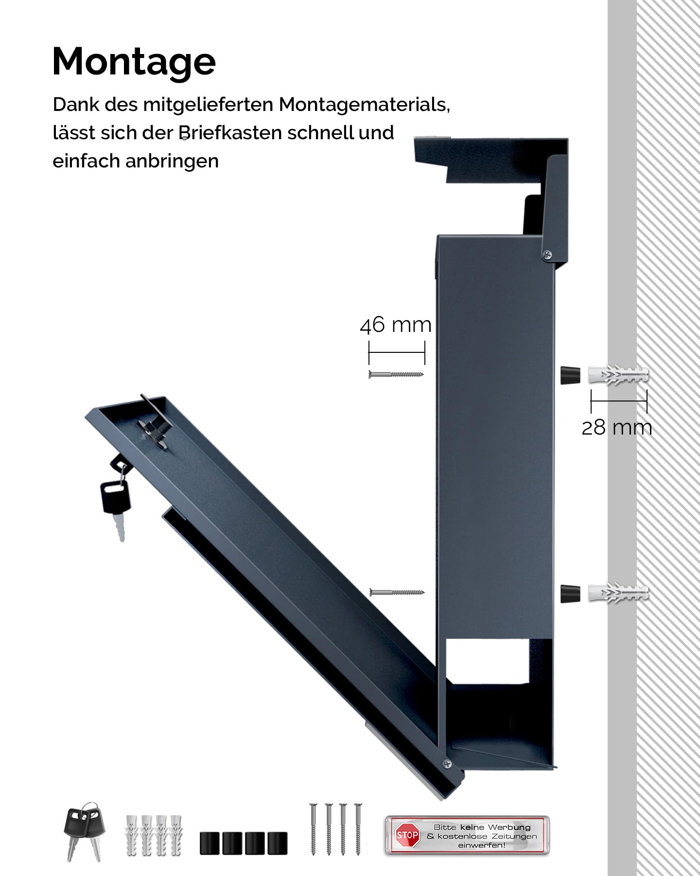 Albrecht Metzler Cassetta postale doppia Nero RAL 9005 acciaio inox anticorrosione