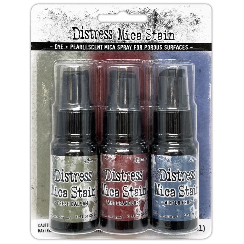 Tim Holtz 2022 Holiday Mica Stains Sets #3 and #4 and Holiday Snowfall Grit Paste - Limited Edition - 3 Item Bundle, Pack of 1, 1.0 fluid_ounces