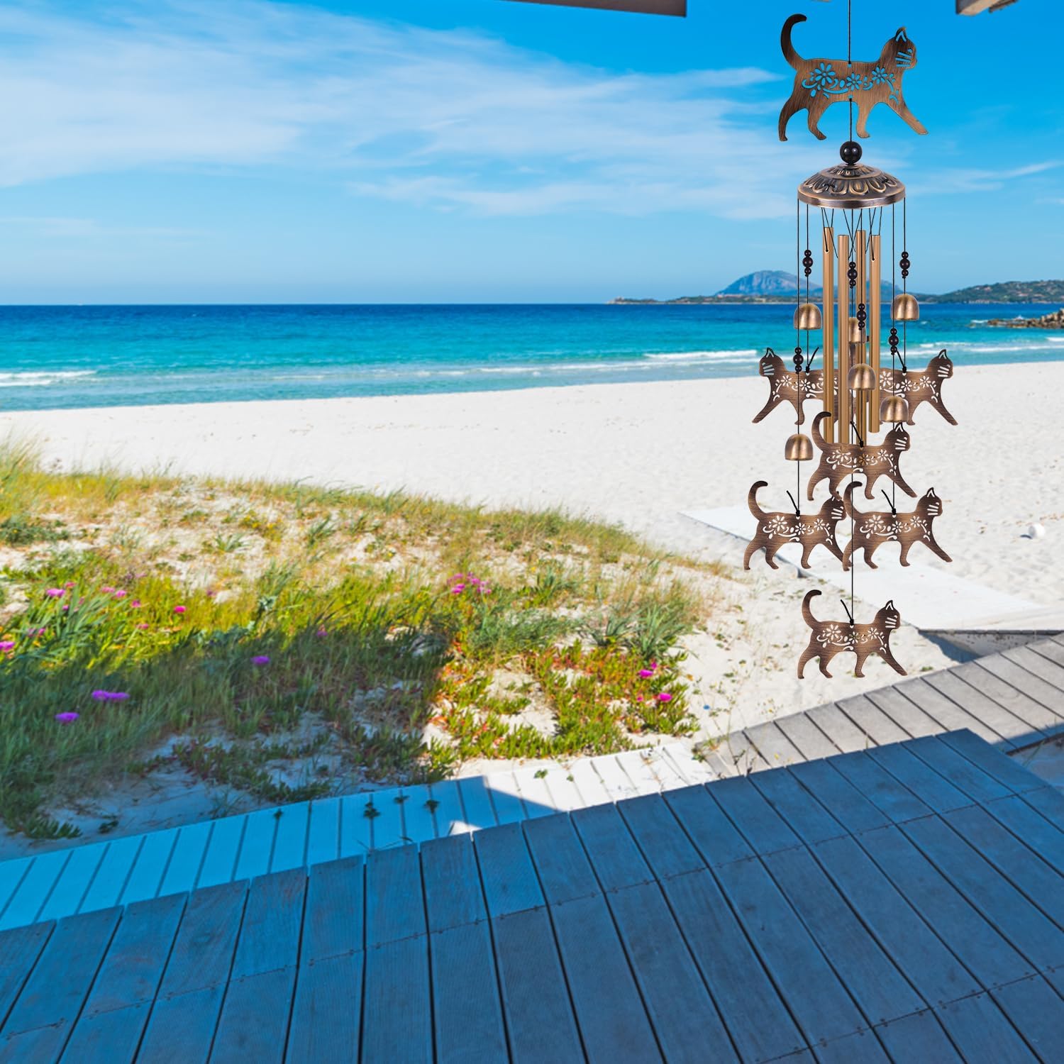 Cats Wind Chimes for Outside/Indoor/Garden/Home/Balcony/Lawn/Tree/Yard/Garden Decoration, Retro Wind Catcher, Hang Cat Decor, Blessing Wind Bells, Memorial WindChimes Gifts for Mom, Grandma, Woman