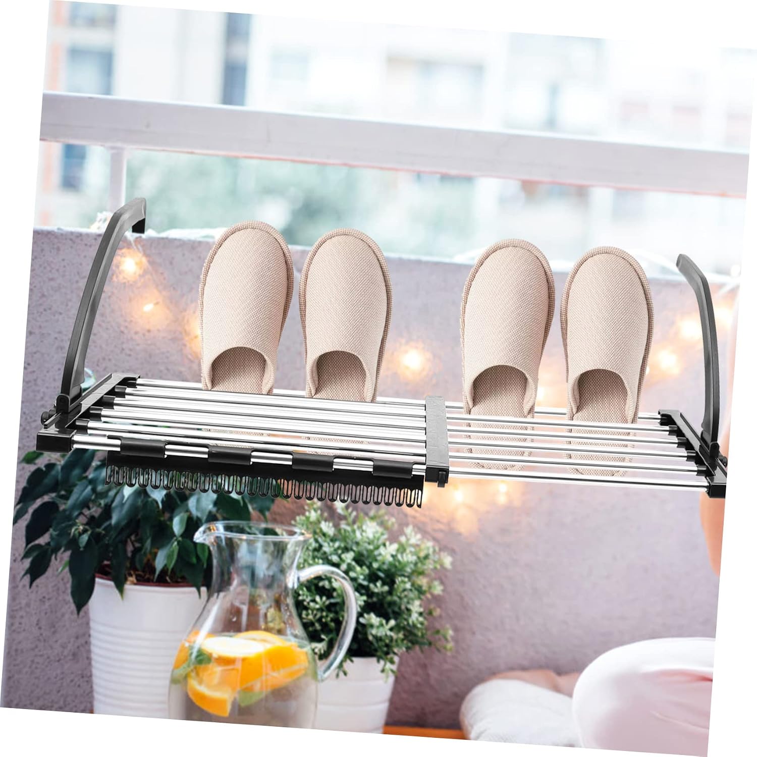 Retractable Clothes Rack Stainless Steel Extended Laundry Rack for Balcony Window Home Use