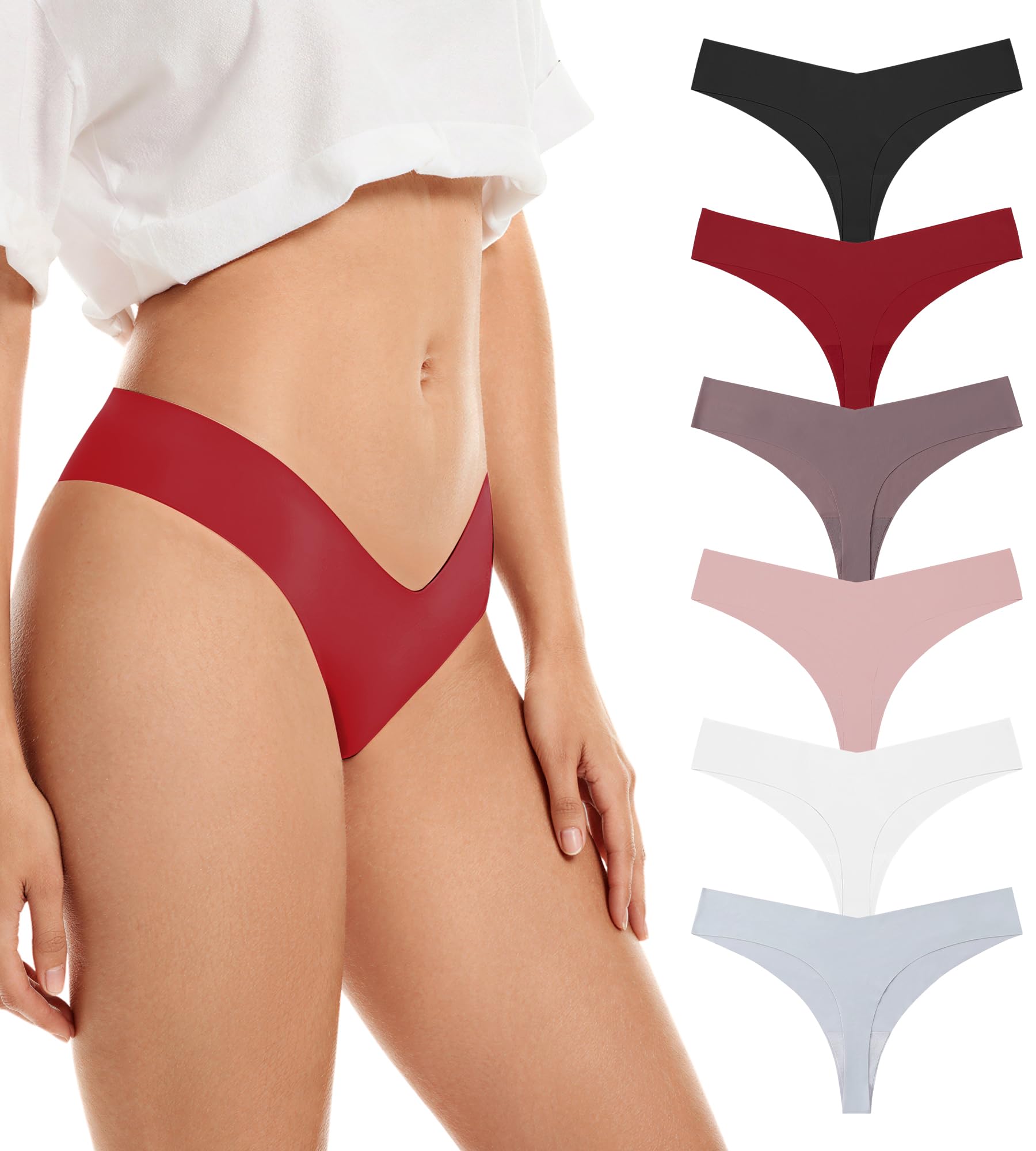 SHARICCA Nahtlose String Tanga Damen Unsichtbarer Tangas Unterwäsche Frauen mit Niedriger Taille V-Waist Atmungsaktiv No Show Thong Baumwolle Strings Set