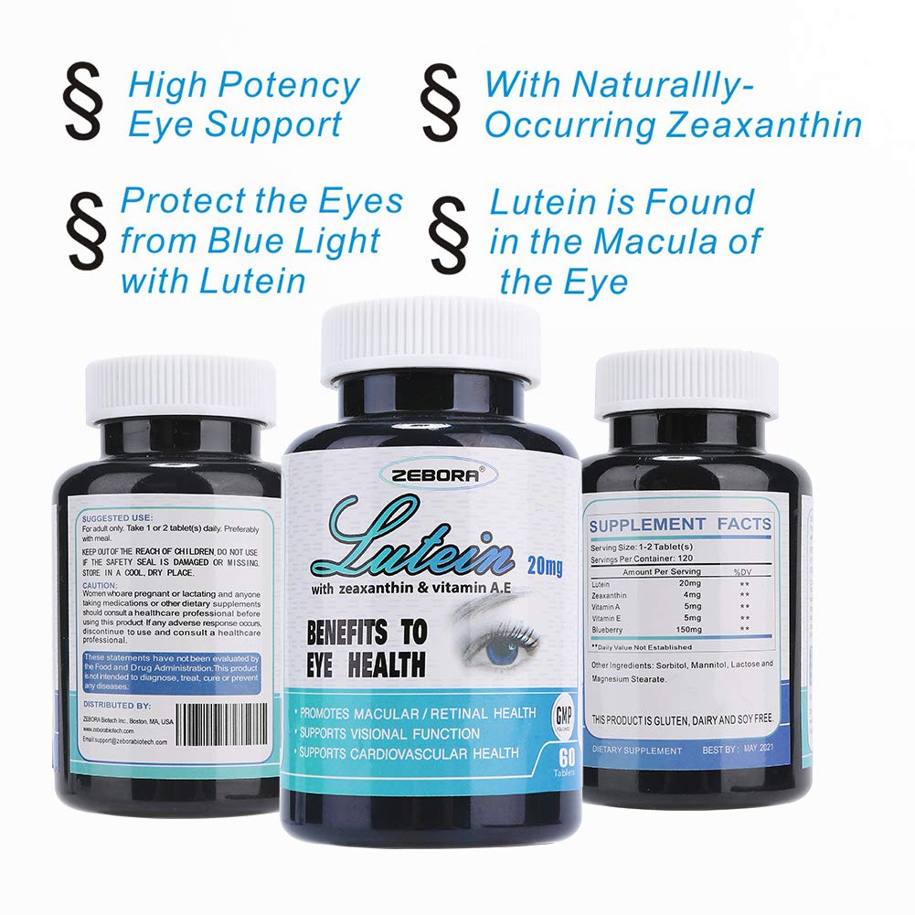 Areds 2 Eye Vitamins 20mg Lutein & 4mg Zeaxanthin and VIT A&E for
